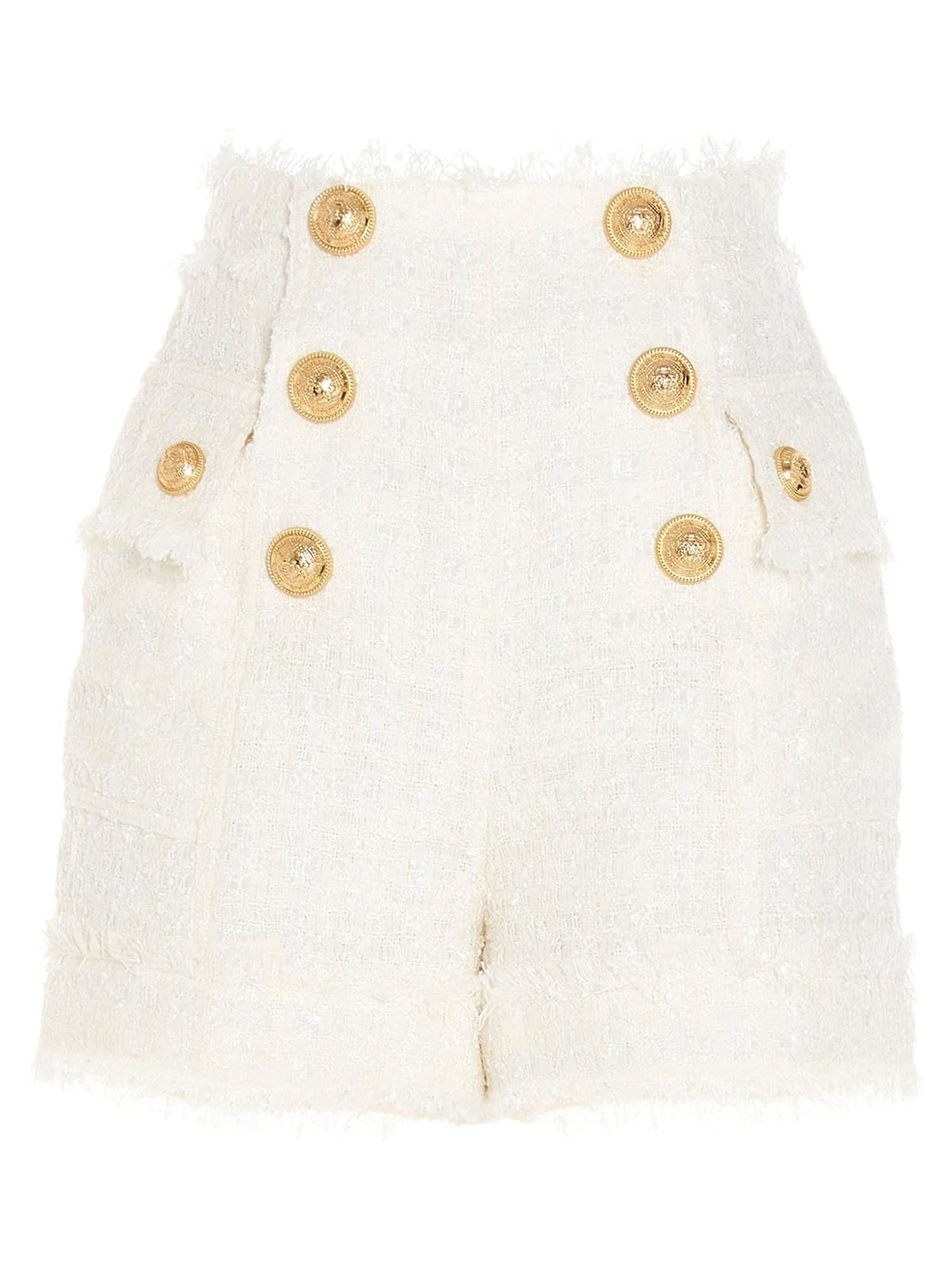 Balmain Buttons Shorts In White | ModeSens