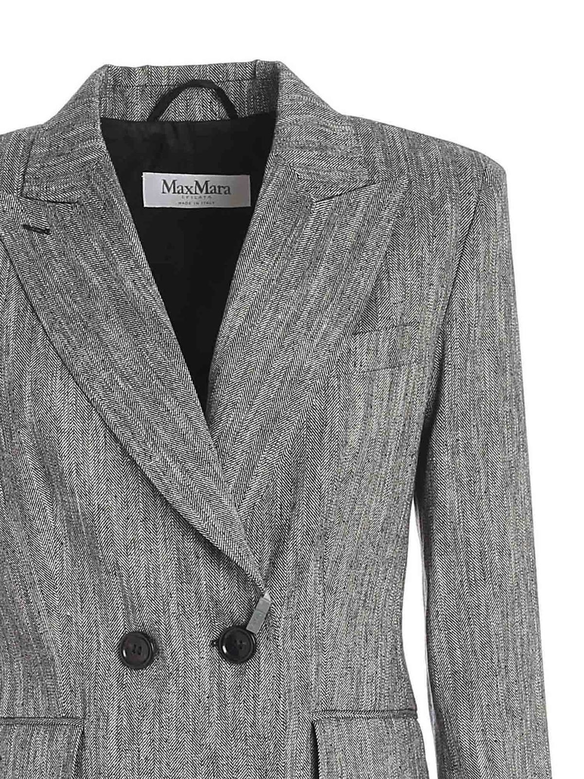 black and white herringbone jacket