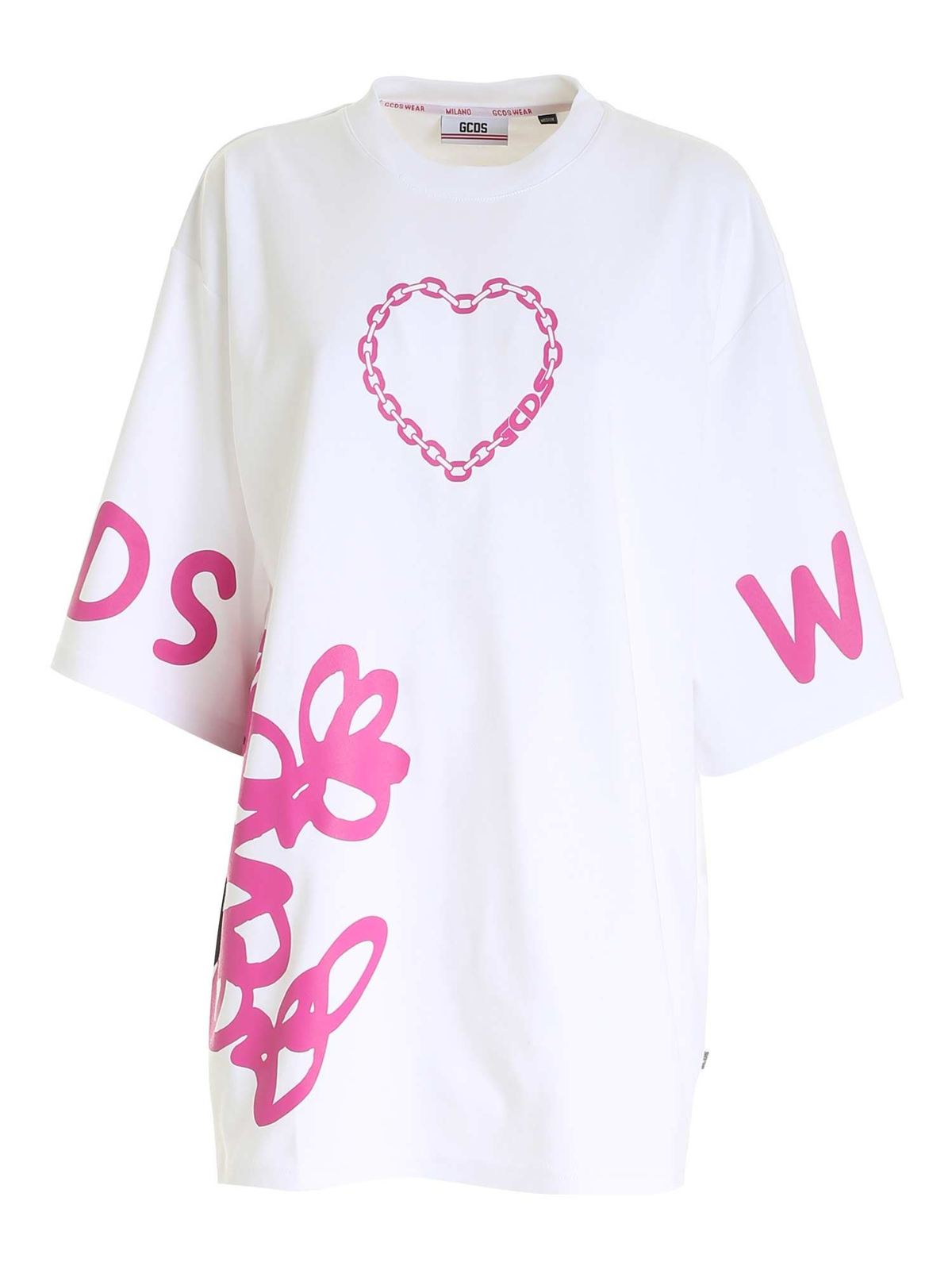 Gcds OVERSIZED PRINTED T-SHIRT IN WHITE