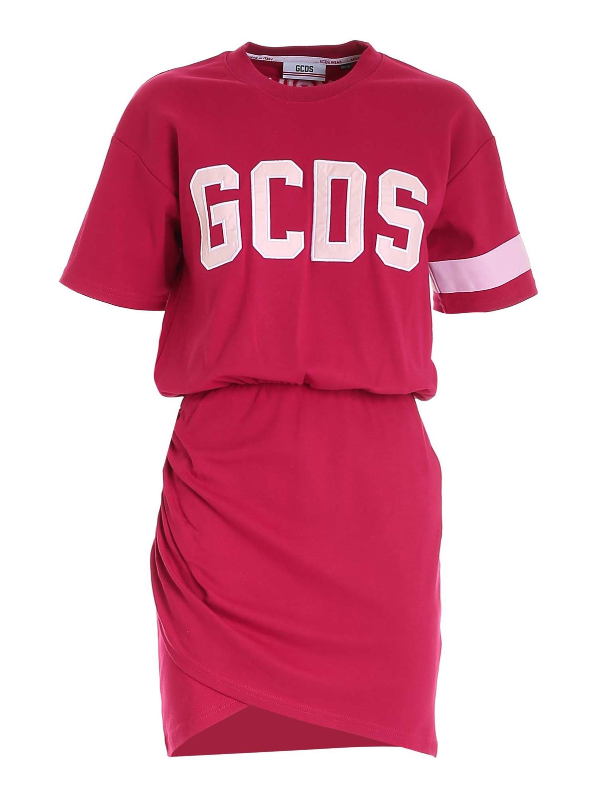 Gcds CONTRASTING LOGO DRESS IN FUCHSIA