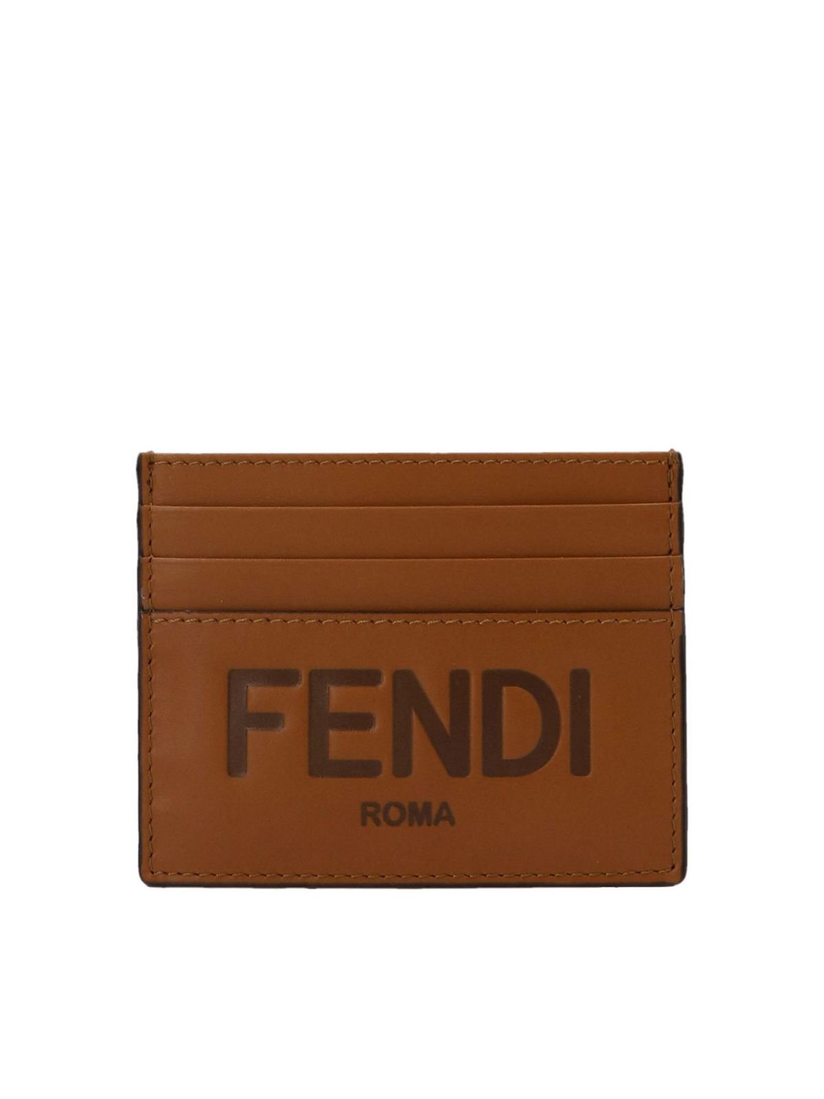FENDI FENDI ROMA CARD HOLDER IN BROWN