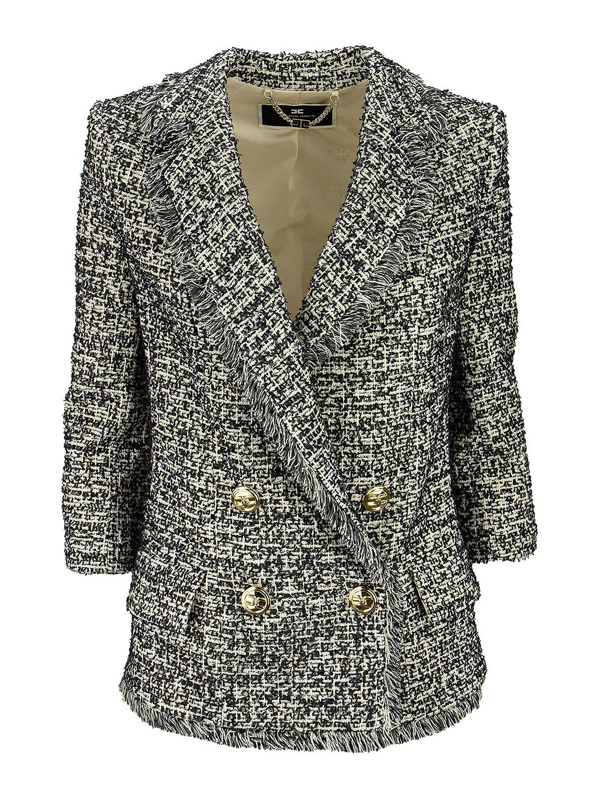 Blazers Elisabetta Franchi - Double breasted tweed blazer - GI97711E2110