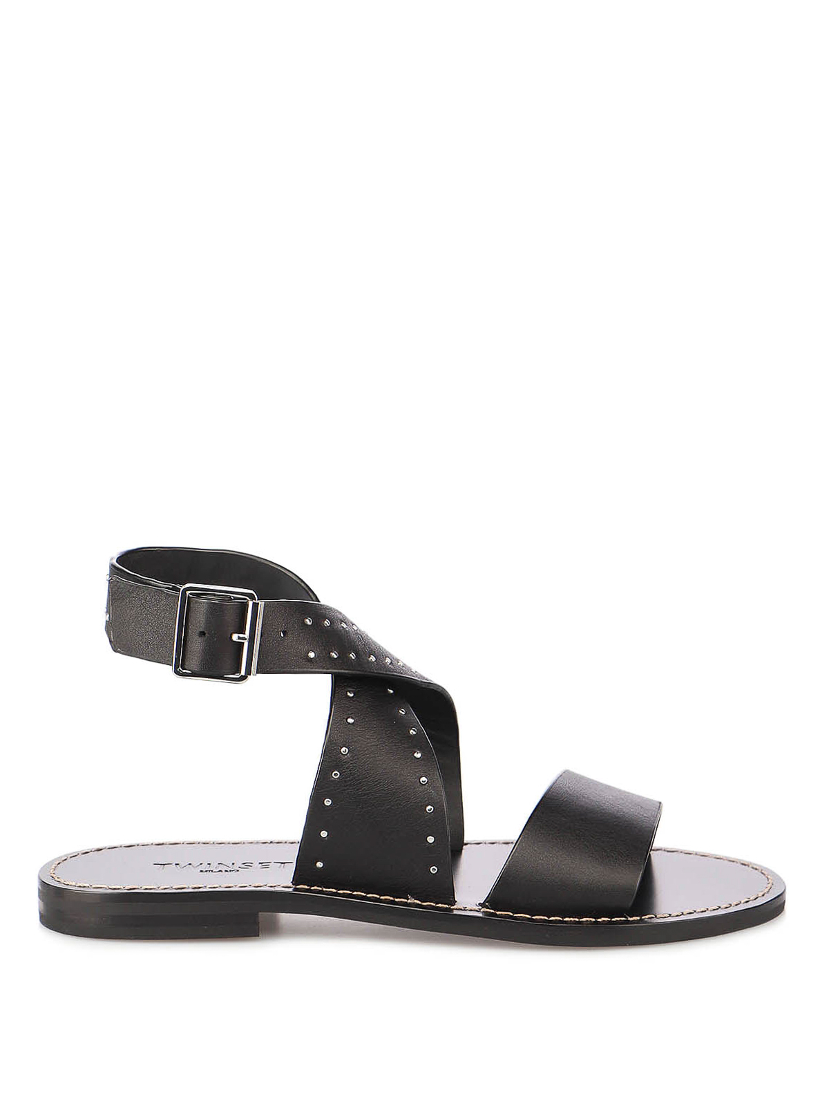 Twinset Leathers STUDDED LEATHER SANDALS