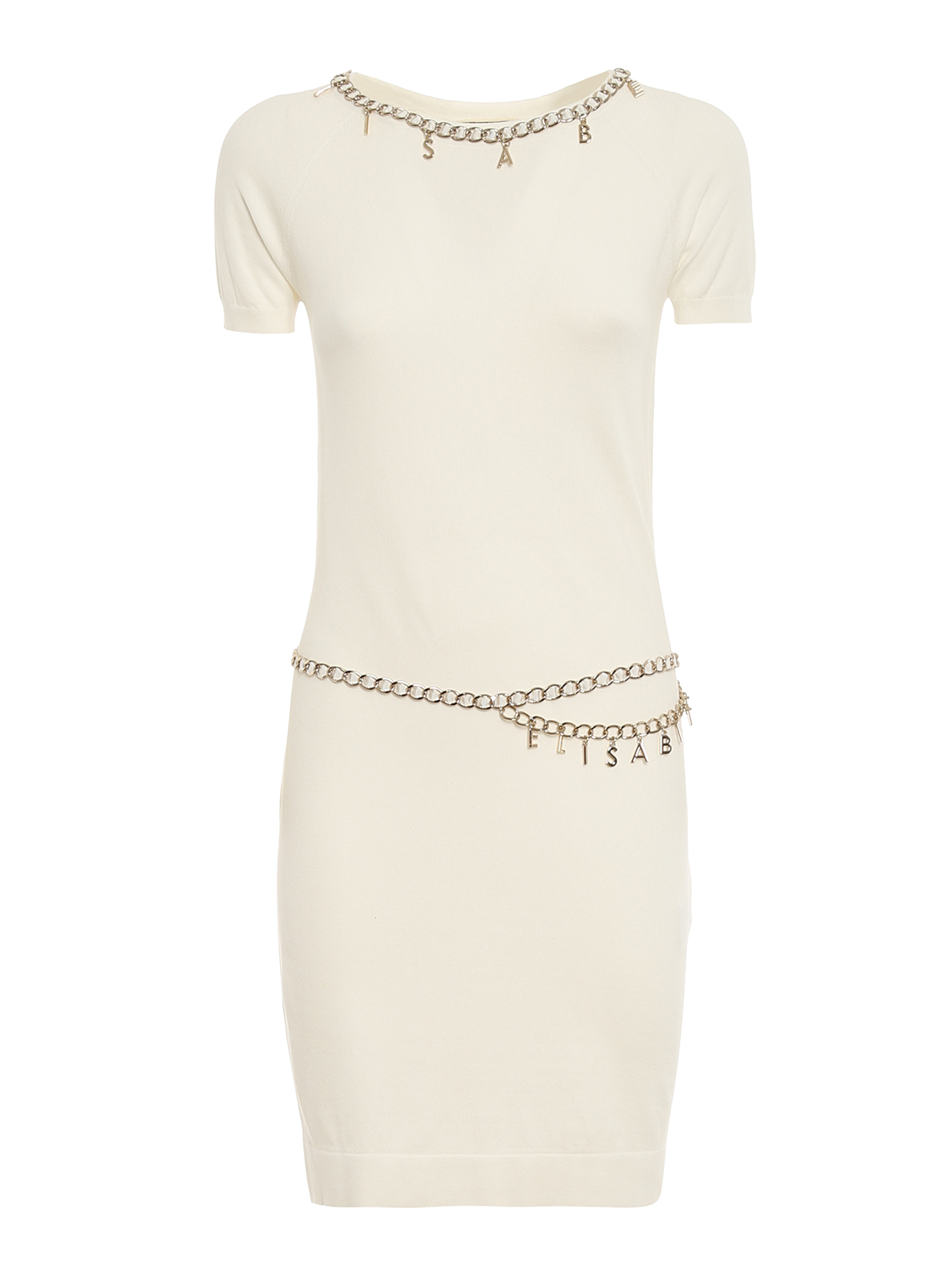 ELISABETTA FRANCHI GOLD-TONE CHAIN MINI DRESS