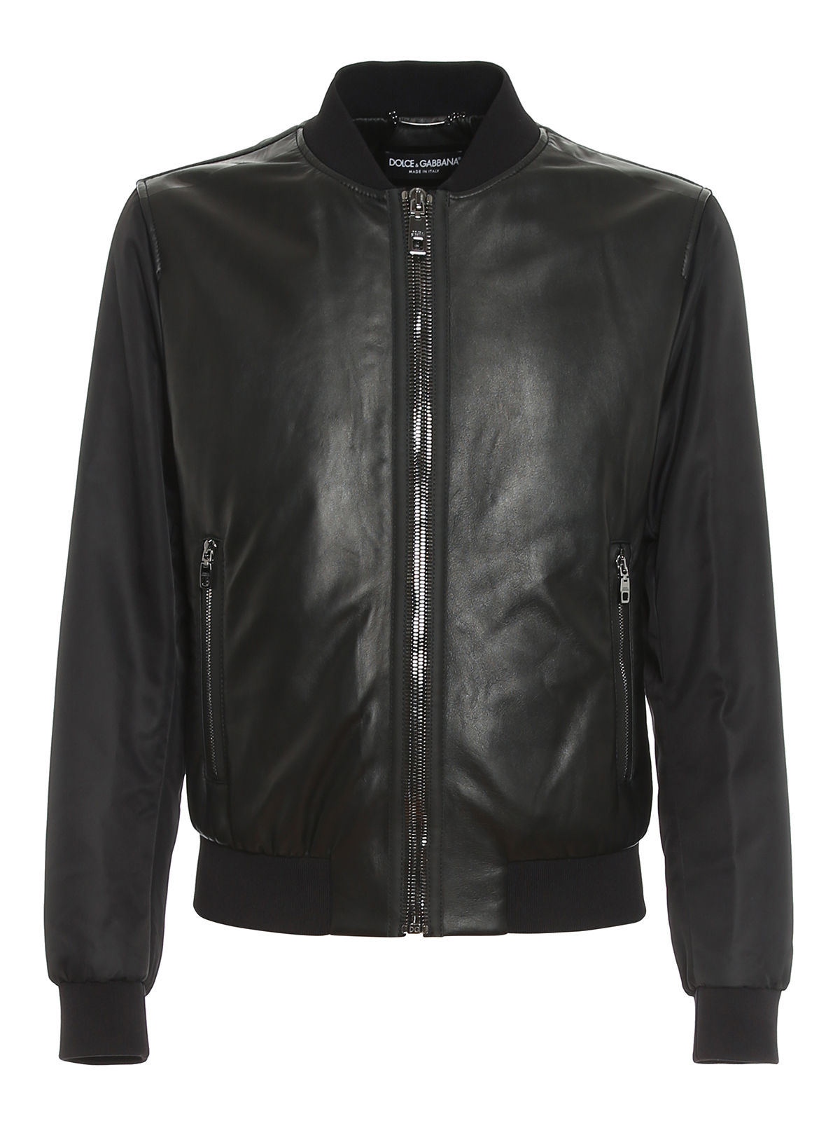 dolce and gabbana leather bomber jacket