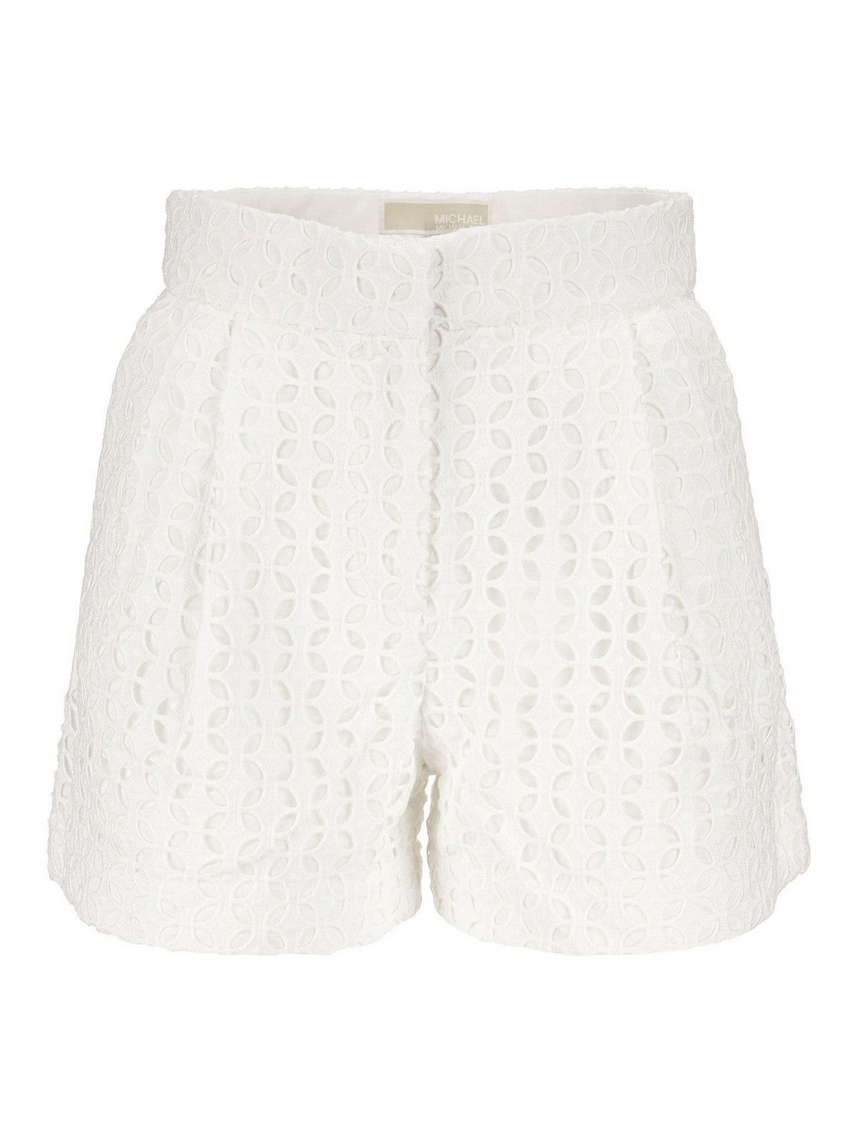 Michael Kors Geometric Embroidery Shorts In White In White