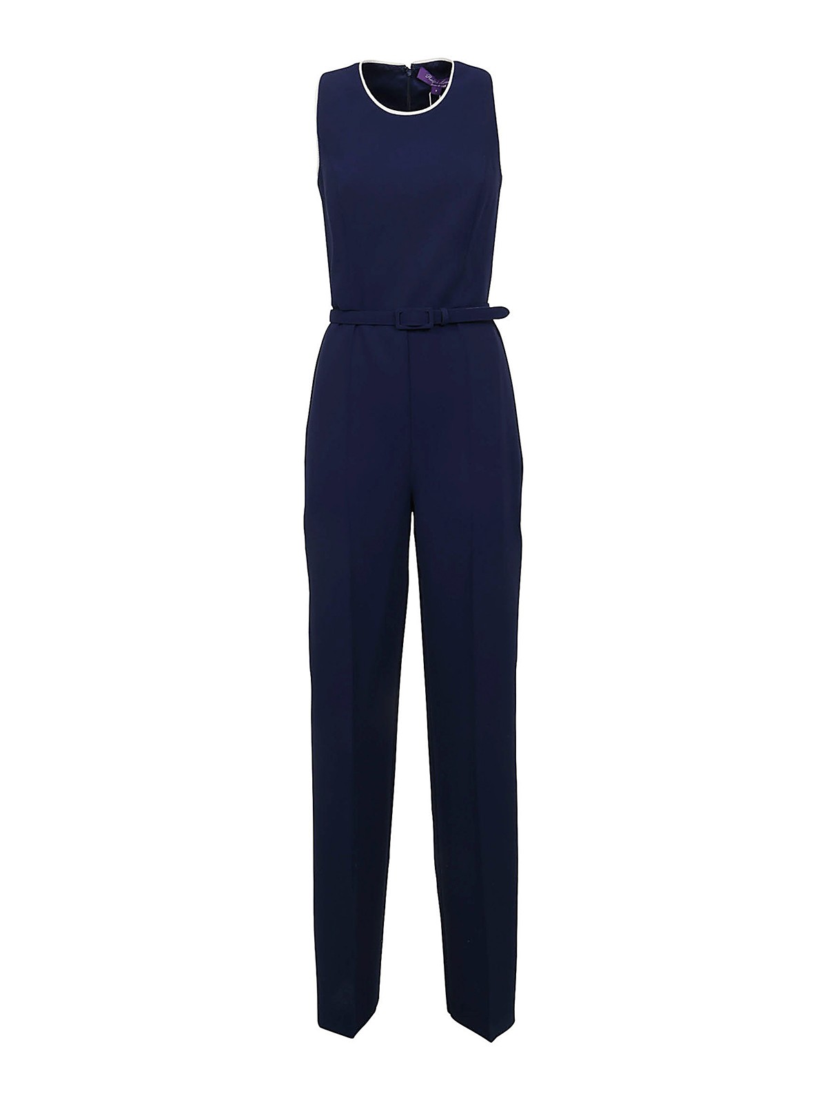 Polo Ralph Lauren Belted Racerback Jumpsuit In Dark Blue