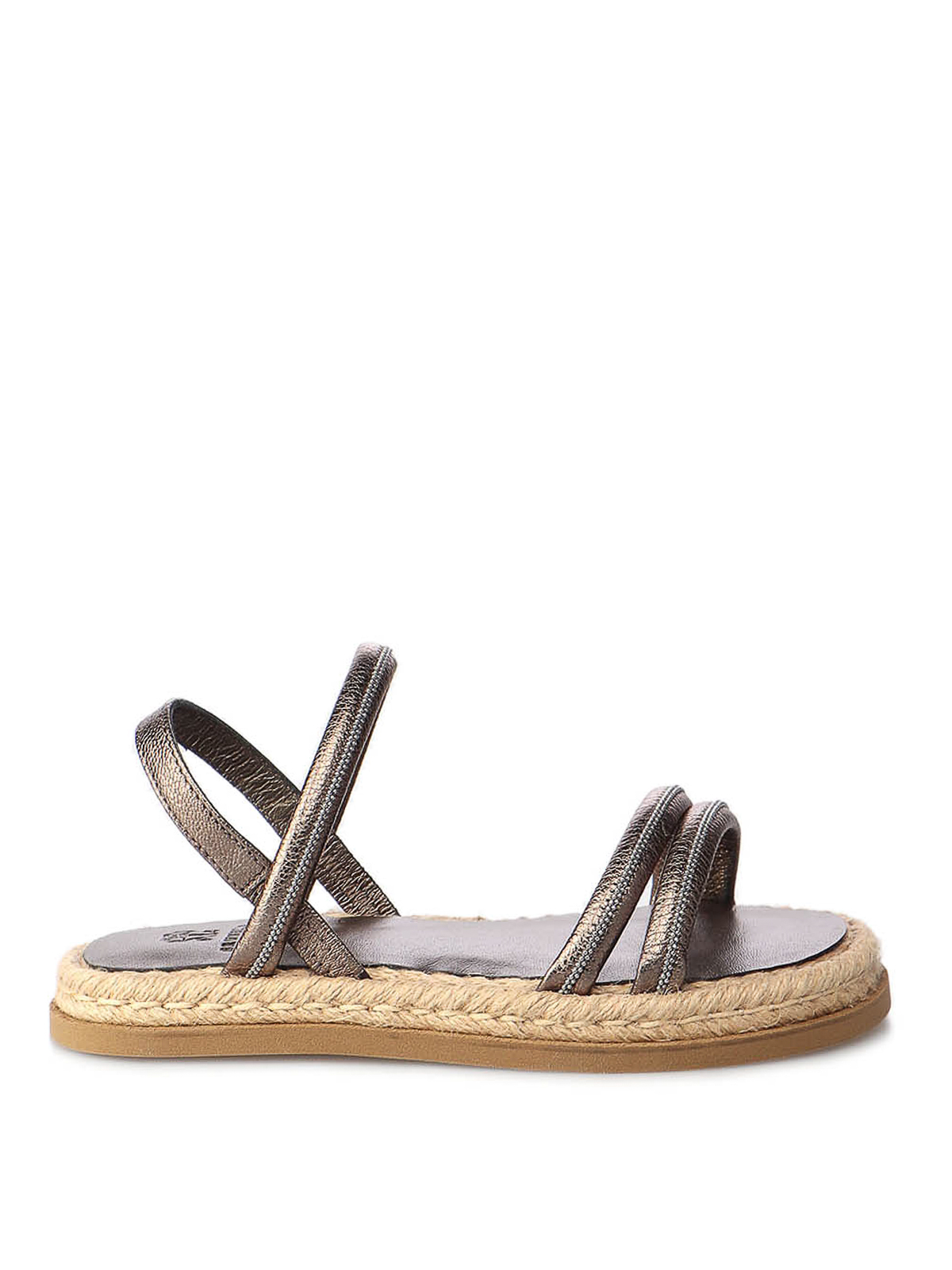 BRUNELLO CUCINELLI LAMINATED LEATHER SANDALS