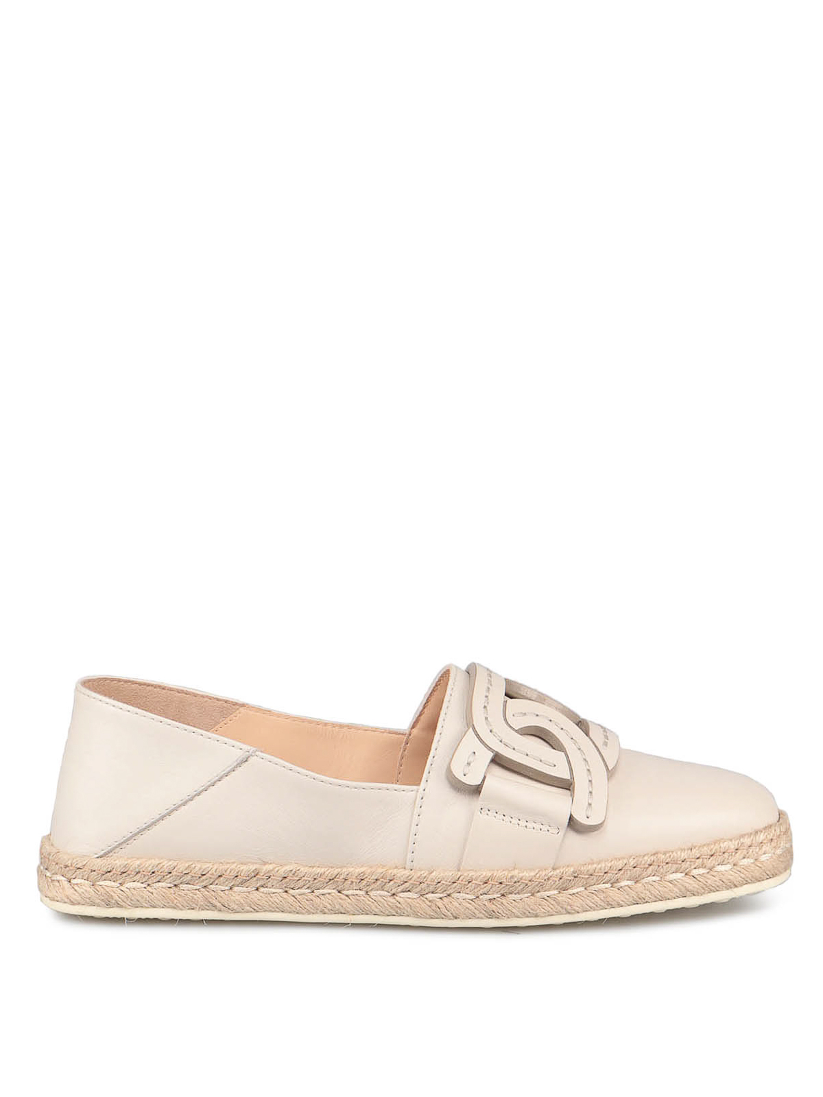 Tod's Leather Espadrilles In White