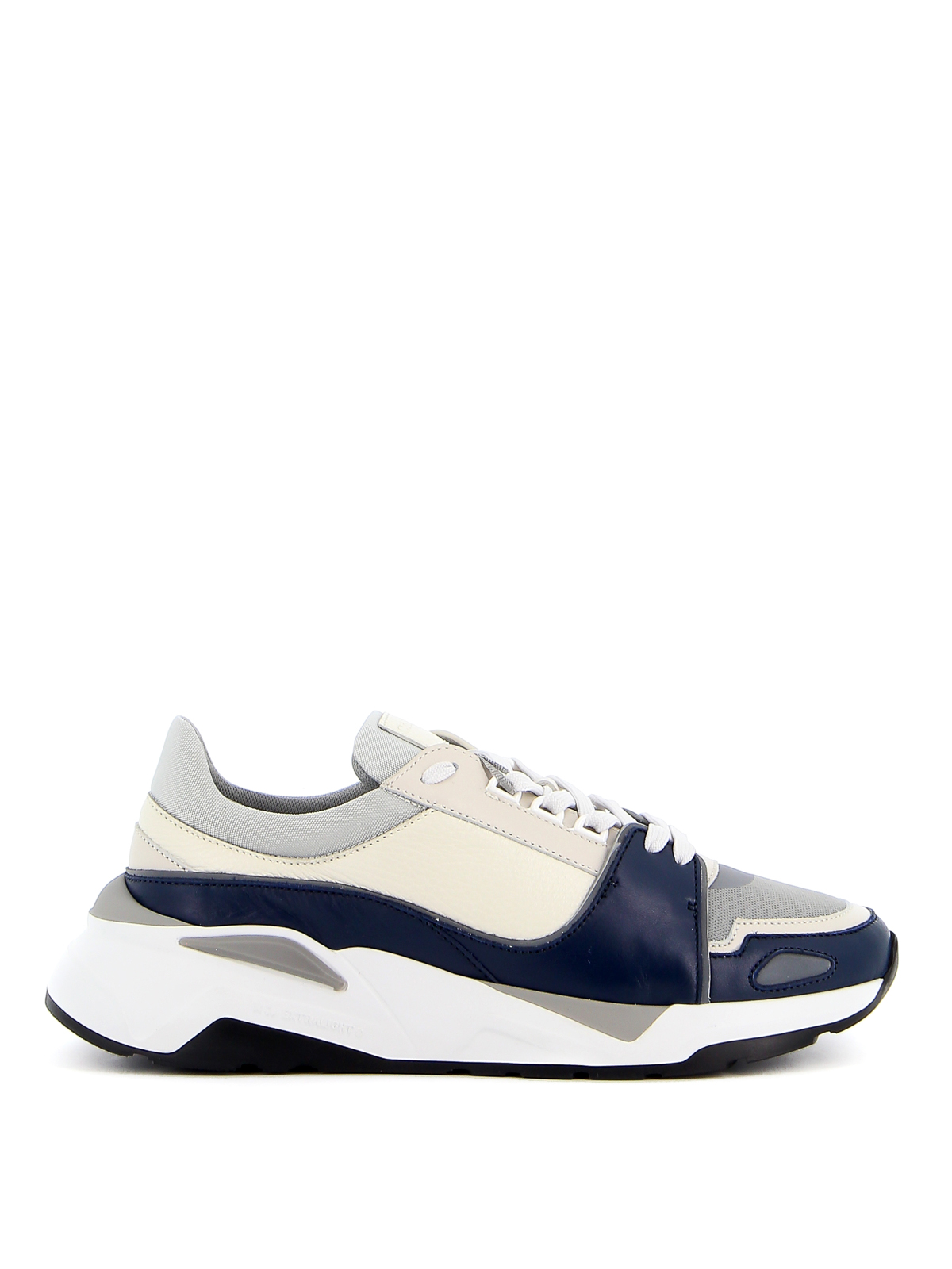 CANALI GRAINY LEATHER LACE-UP SNEAKERS