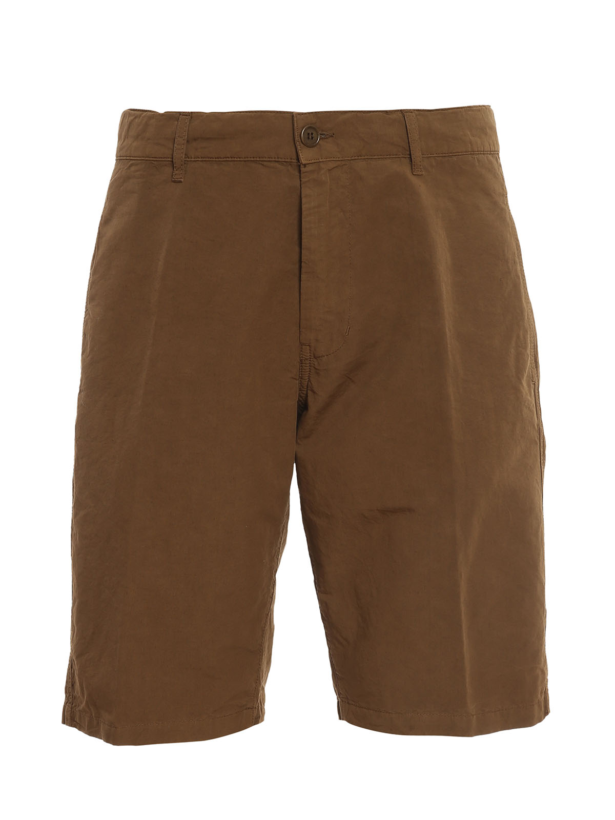 Aspesi Cotton Linen Bermuda Shorts In Brown In Brown