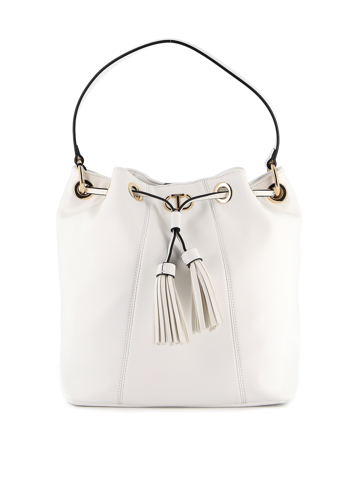 Twinset Faux Leather Bucket Bag In White | ModeSens