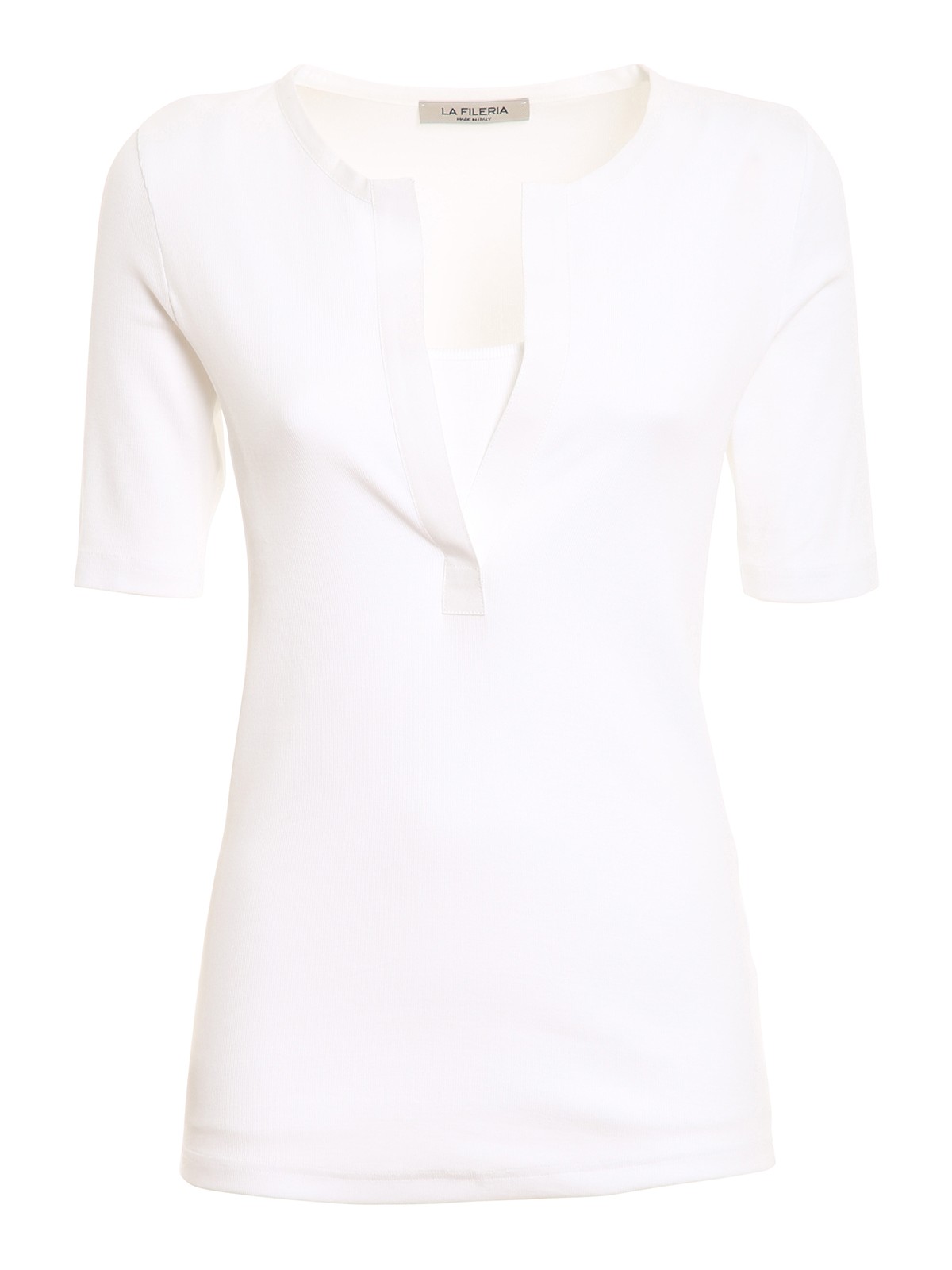 La Fileria V-neckline T-shirt In White