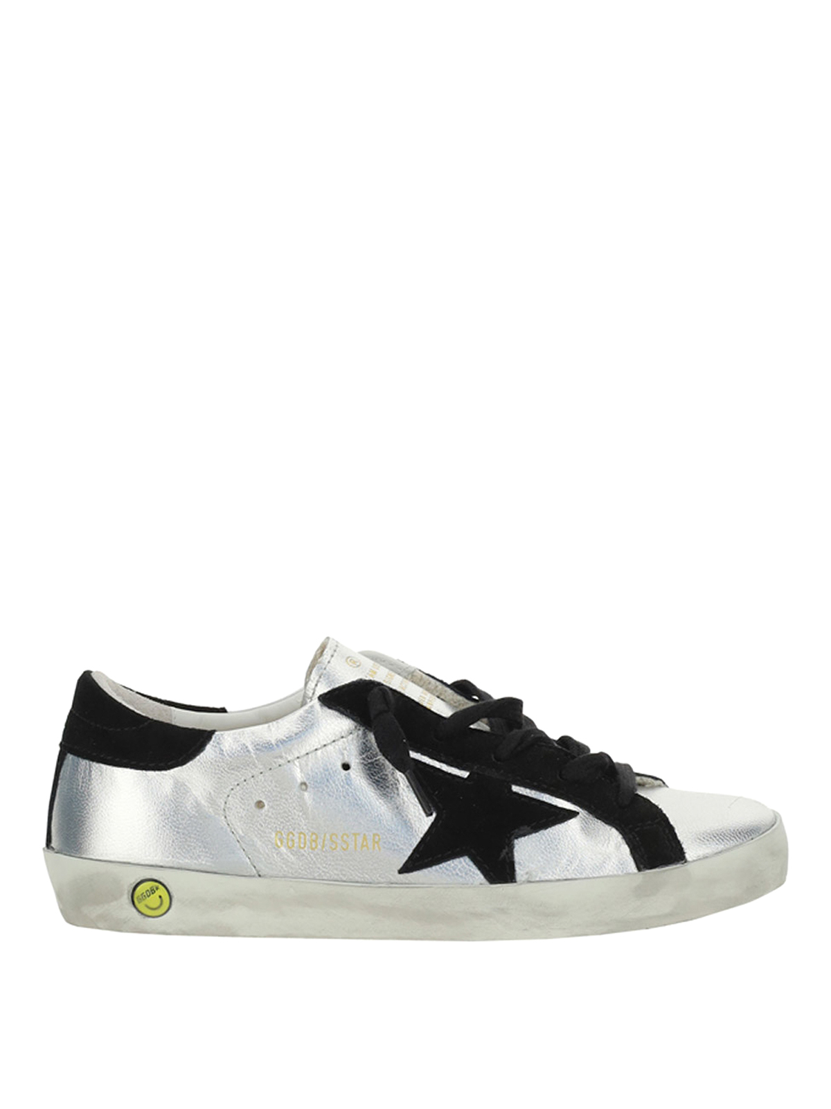 Golden Goose Kids' Superstar Laminated Trainers In Silver