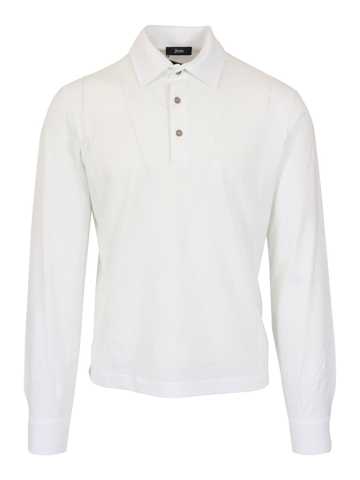 Herno Long Sleeved Polo Jersey Crepe In White