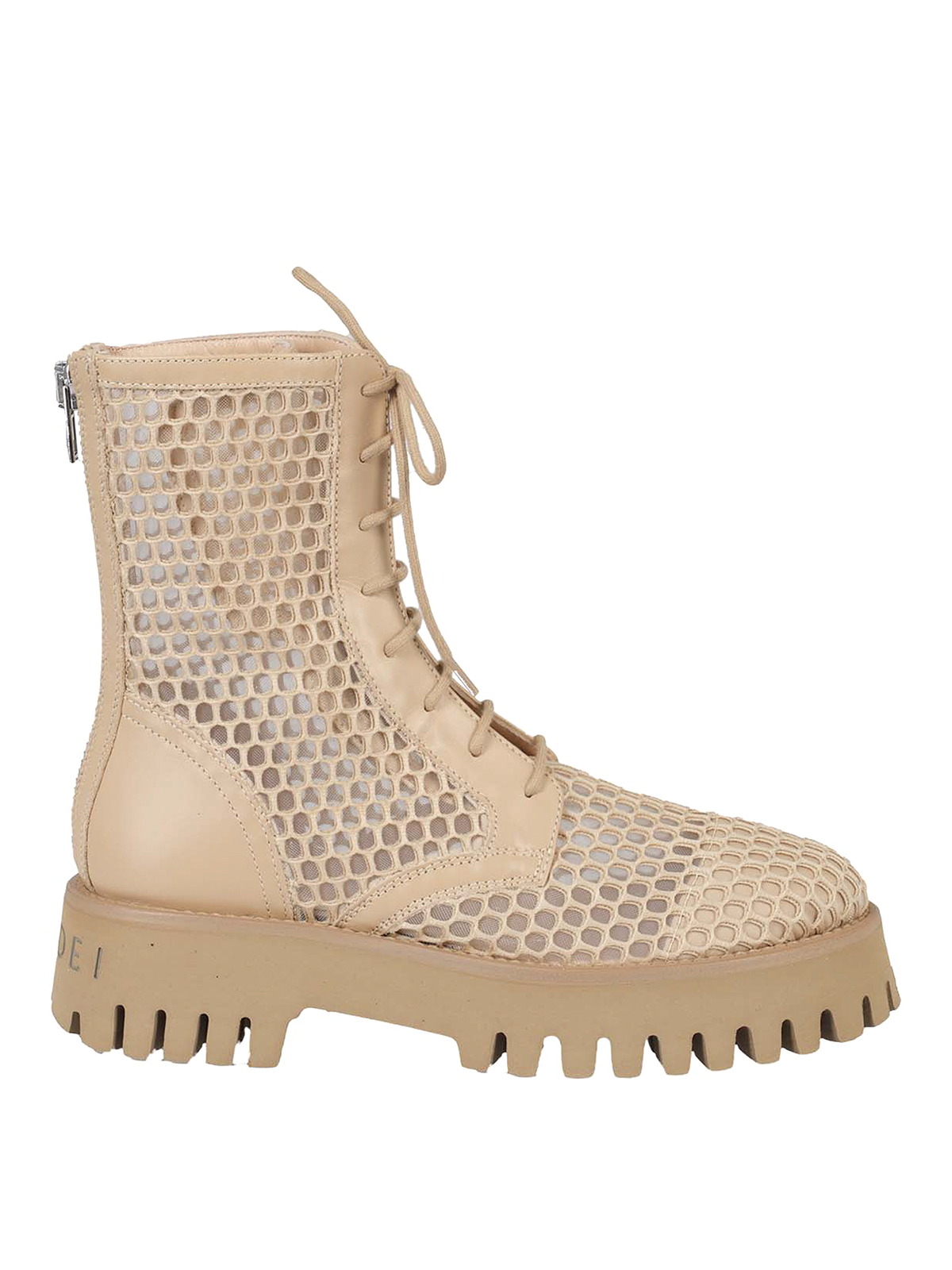 CASADEI MESH AND LEATHER COMBAT BOOTS