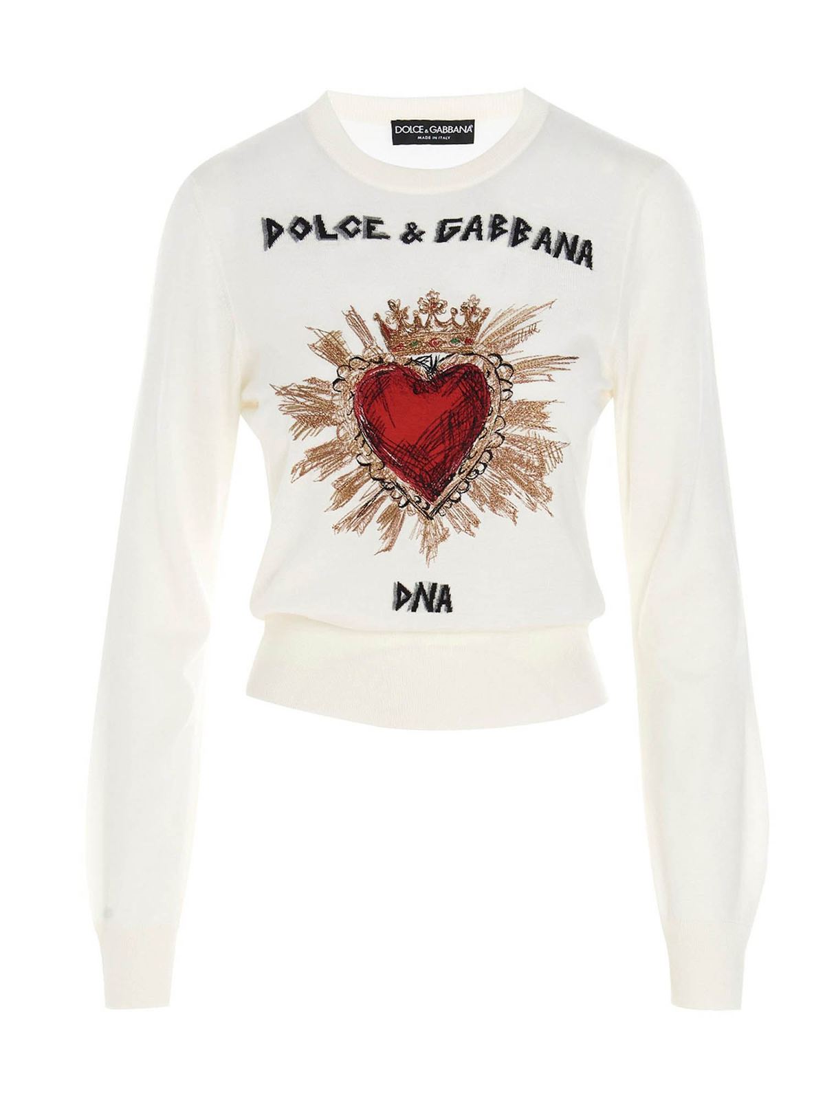 DOLCE & GABBANA EMBROIDERED SWEATER IN WHITE