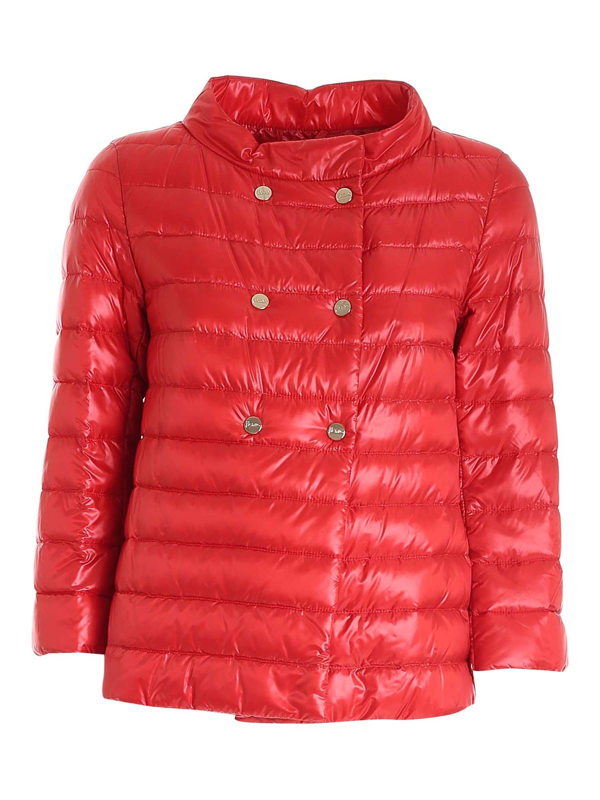 Herno Double-breasted Padded Jacket In Red In Rosso