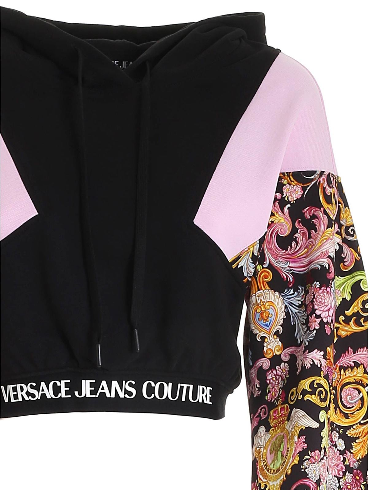 Versace Jeans Couture - Versailles print cropped hoodie - Sweatshirts ...