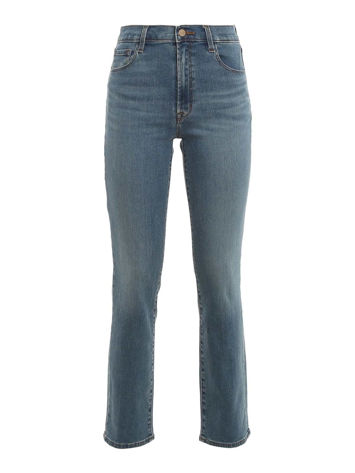 Click to view more detailed imagery on our partner's website J Brand High Waisted Straight Fit Jeans In Medium Wash