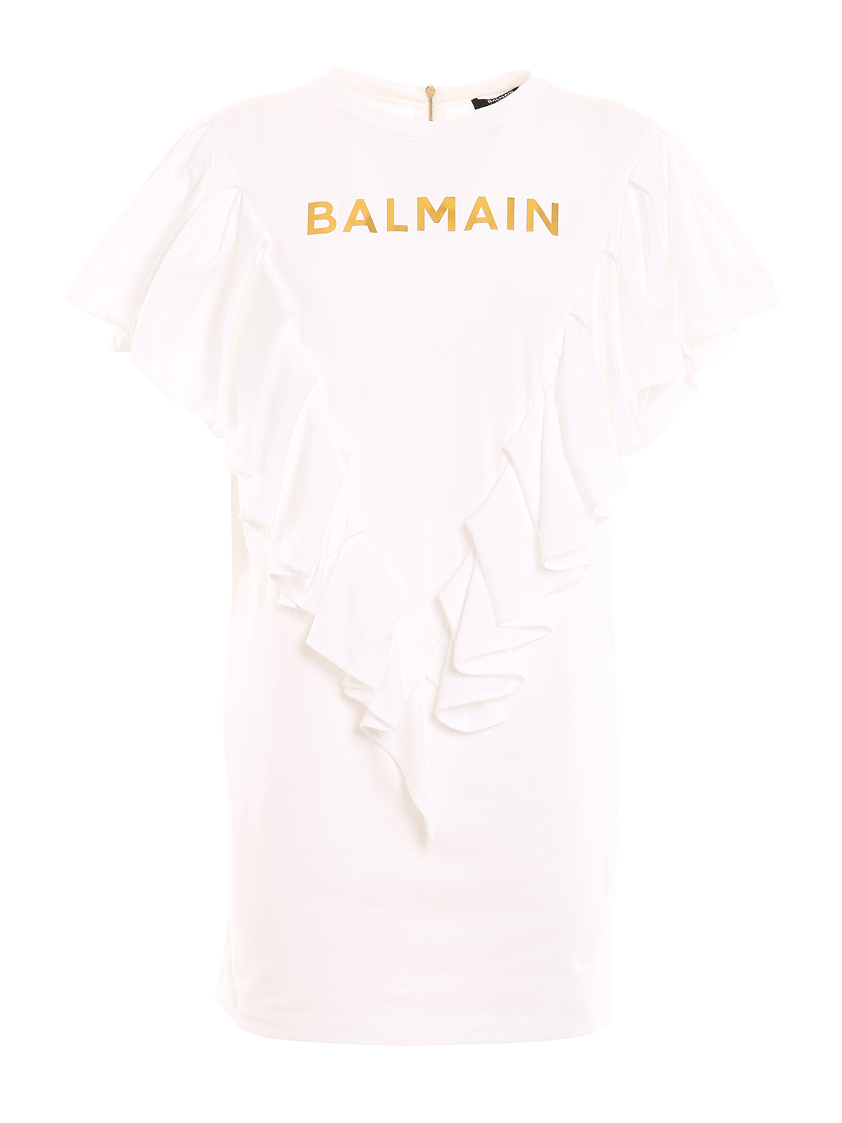 Balmain Kids' Ruffles Detailed Dress In White