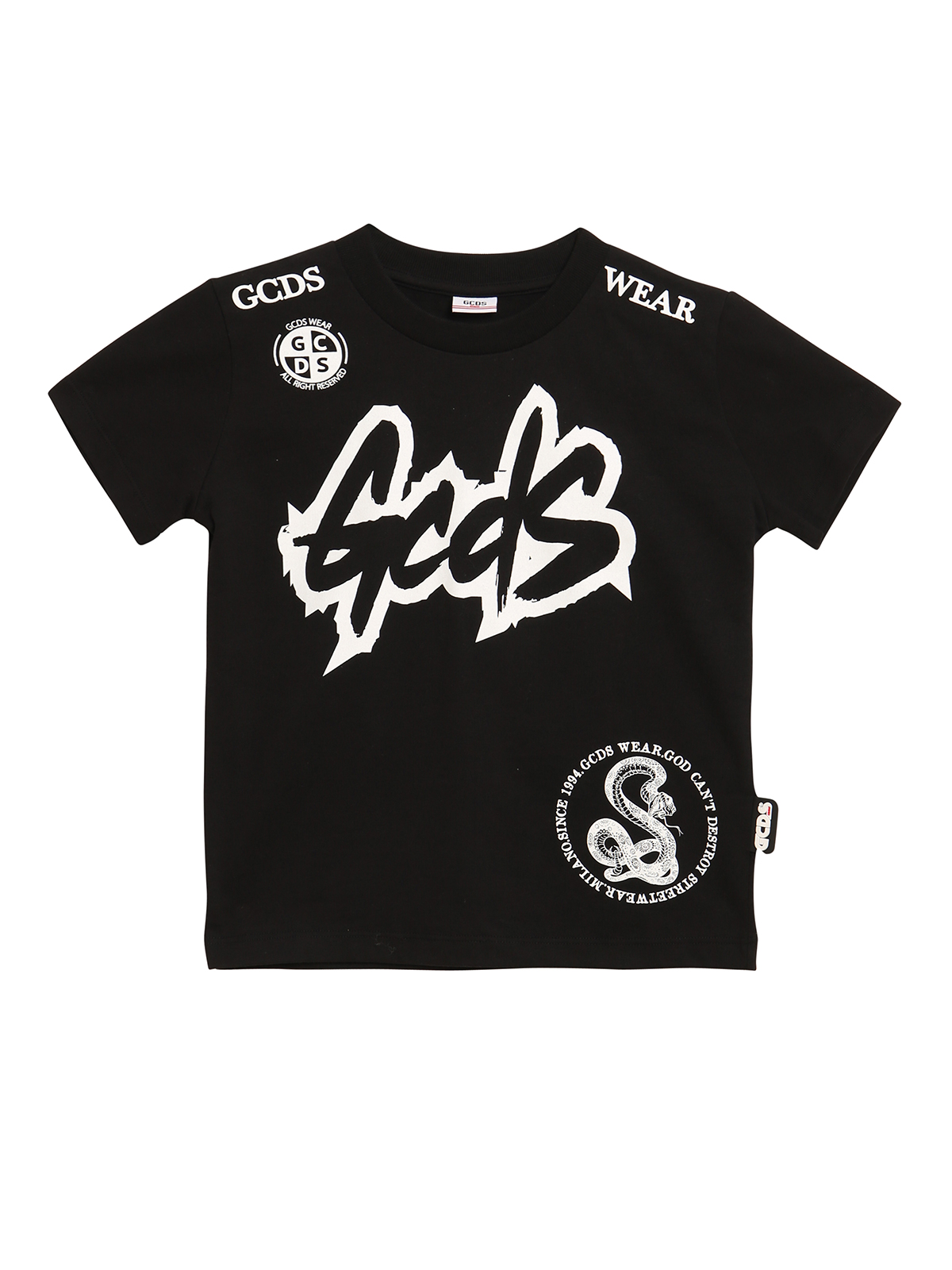 Gcds Kids' Logo Printed Jersey T-shirt In Black