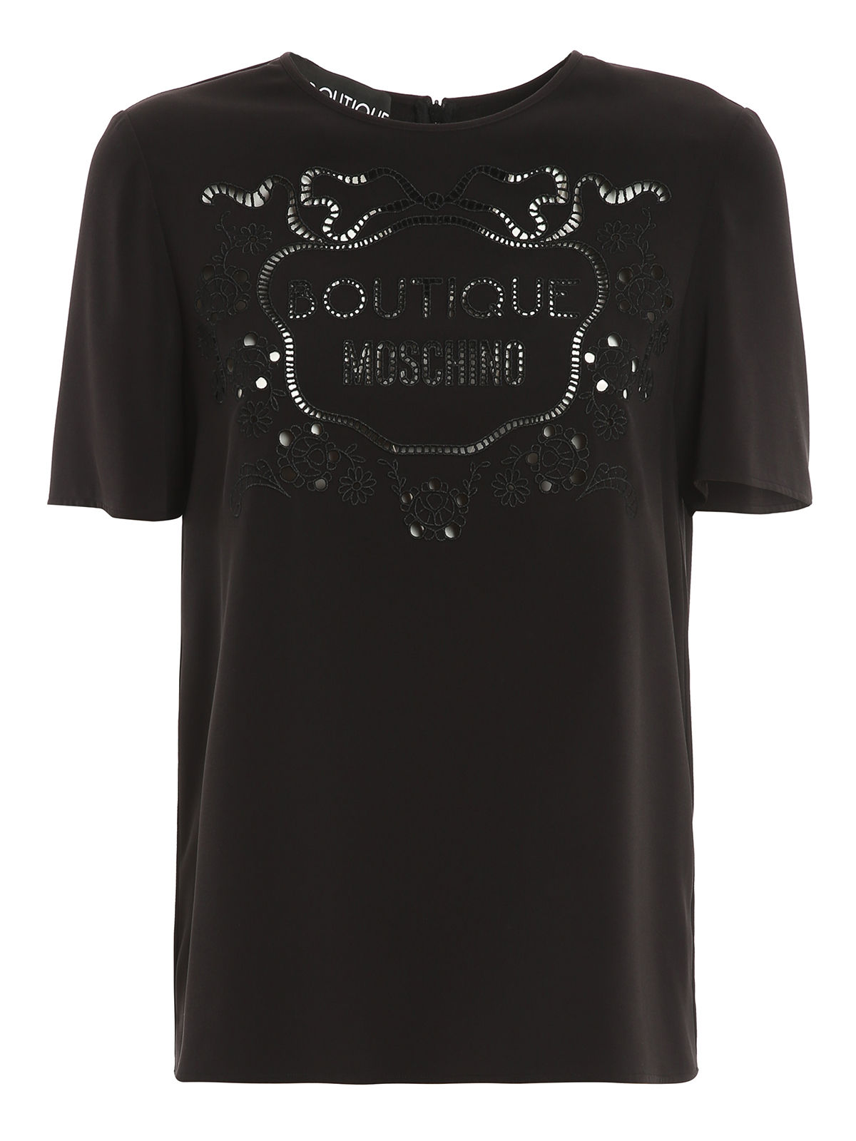 Boutique Moschino Floral Embroidery T-shirt In Black