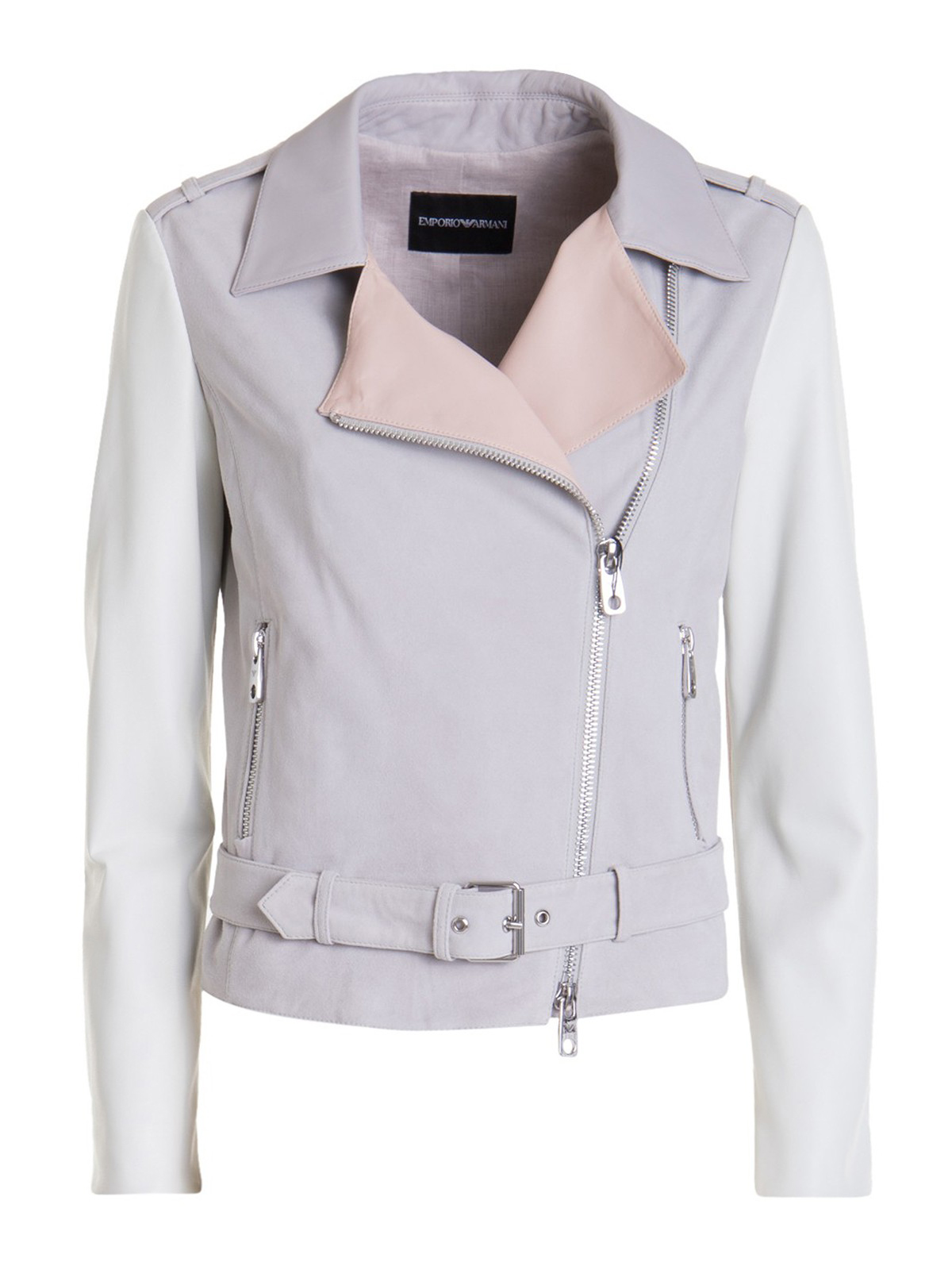 Leather jacket Emporio Armani - Colour-block leather biker jacket -  ANB05PA2P21010