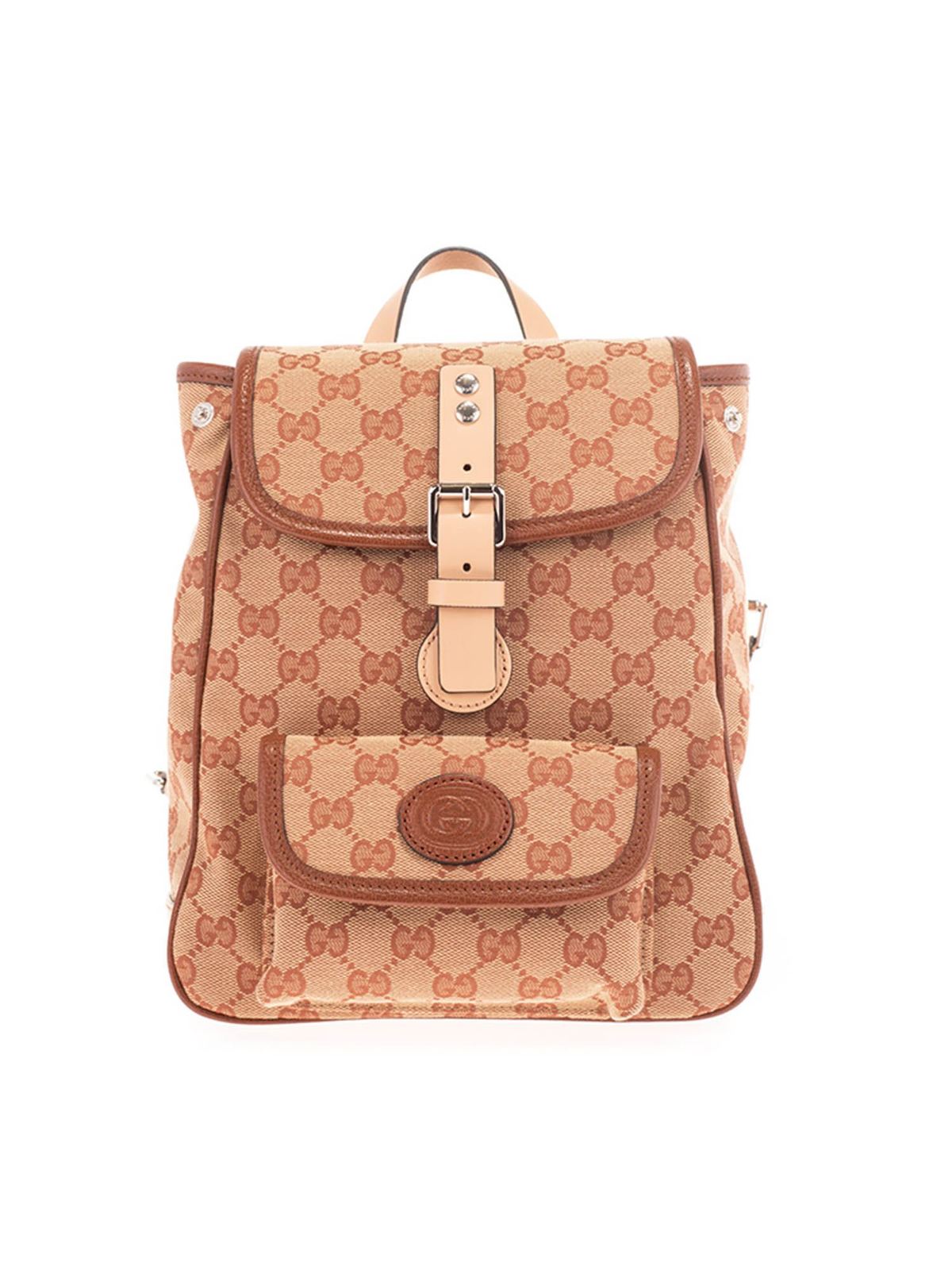 Gucci Gg  Kids Backpack In Beige And Red