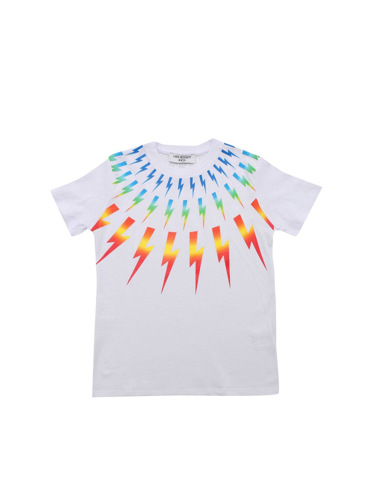 NEIL BARRETT CONTRASTING PRINT T-SHIRT IN WHITE