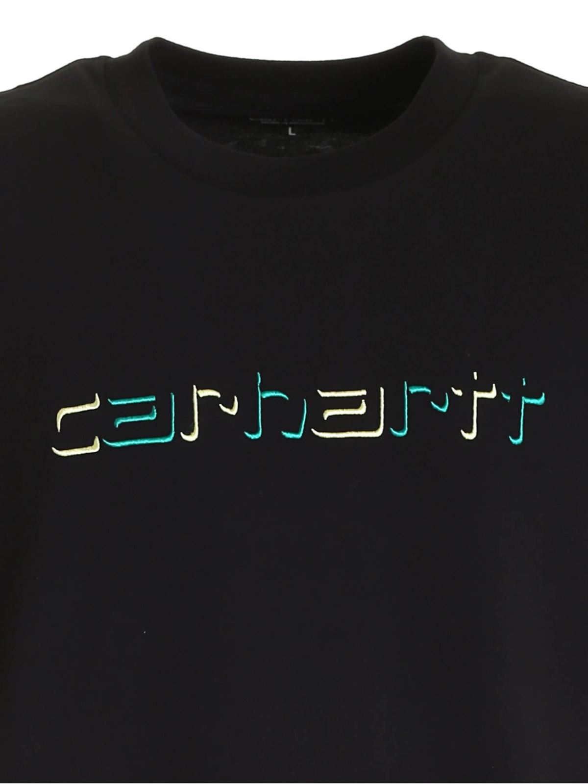 T-shirt Carhartt - T-shirt nera con ricamo logo - I029012BLACK | iKRIX.com