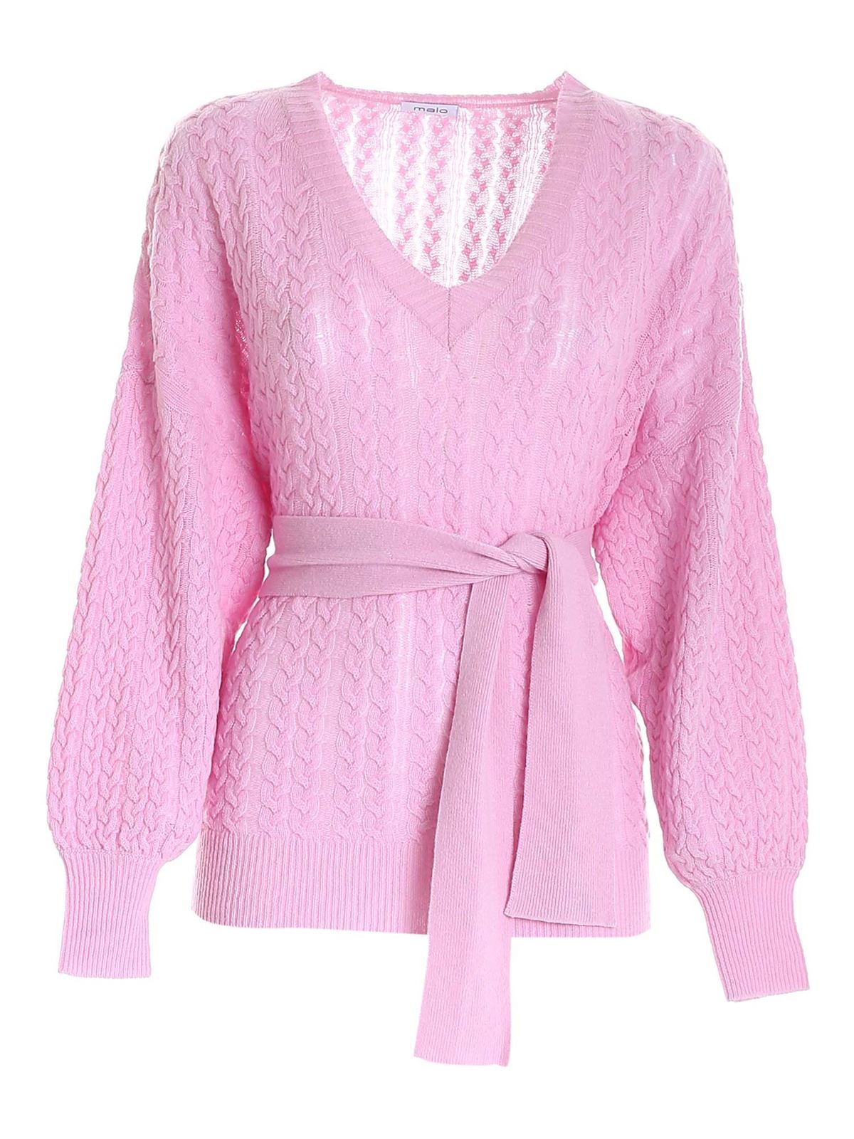 Malo CABLE KNITTED SWEATER IN PINK