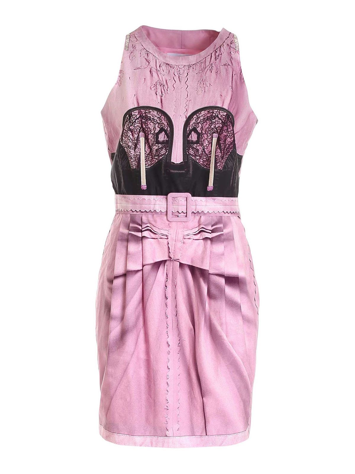 MOSCHINO INSIDE OUT EFFETTO TROMPE-LŒIL DRESS IN PINK