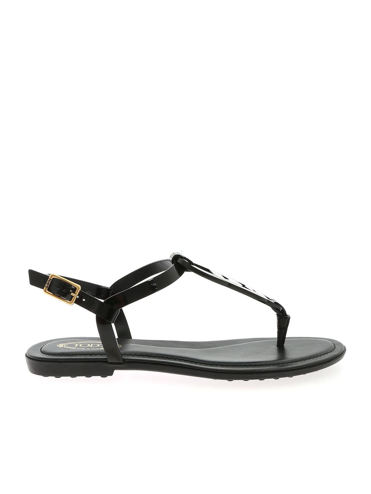 TOD'S WOVEN DETAIL SANDALS IN BLACK