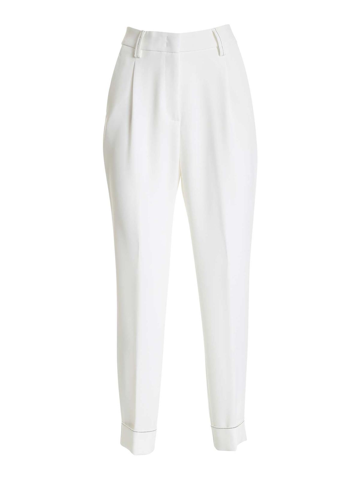 Peserico Micro Beads Pants In White In White