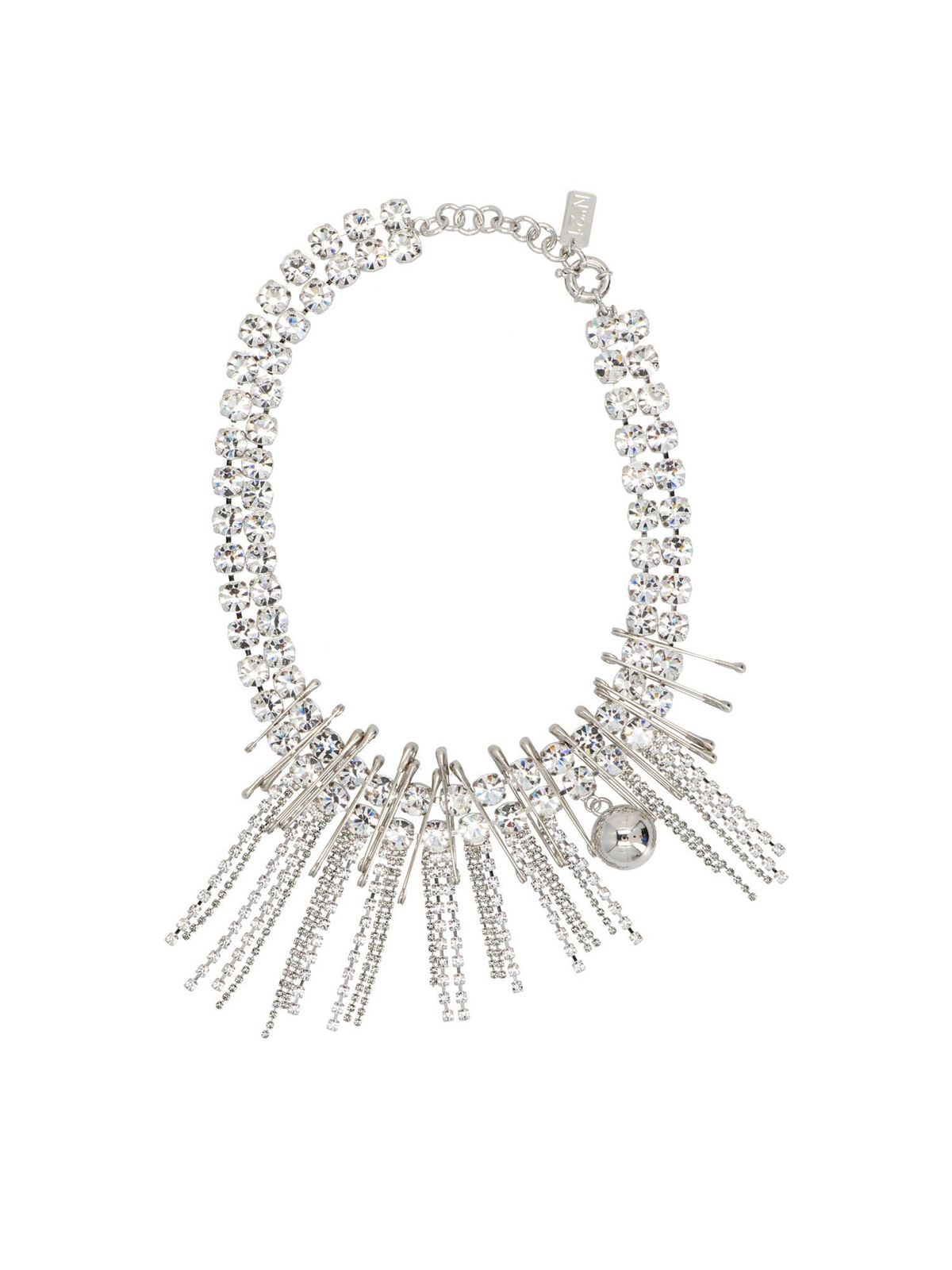 Necklaces & Chokers N°21 - Crystals and safety pins necklace in silver ...