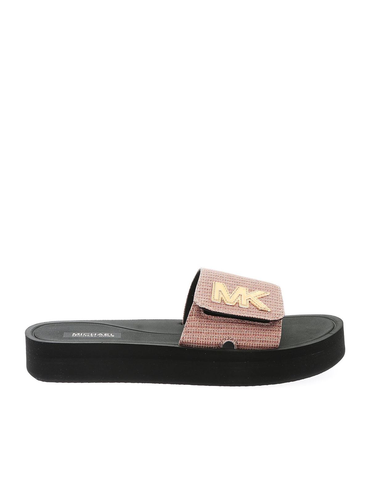 Flip flops Michael Kors - Logo glitter slide sandals in pink ...