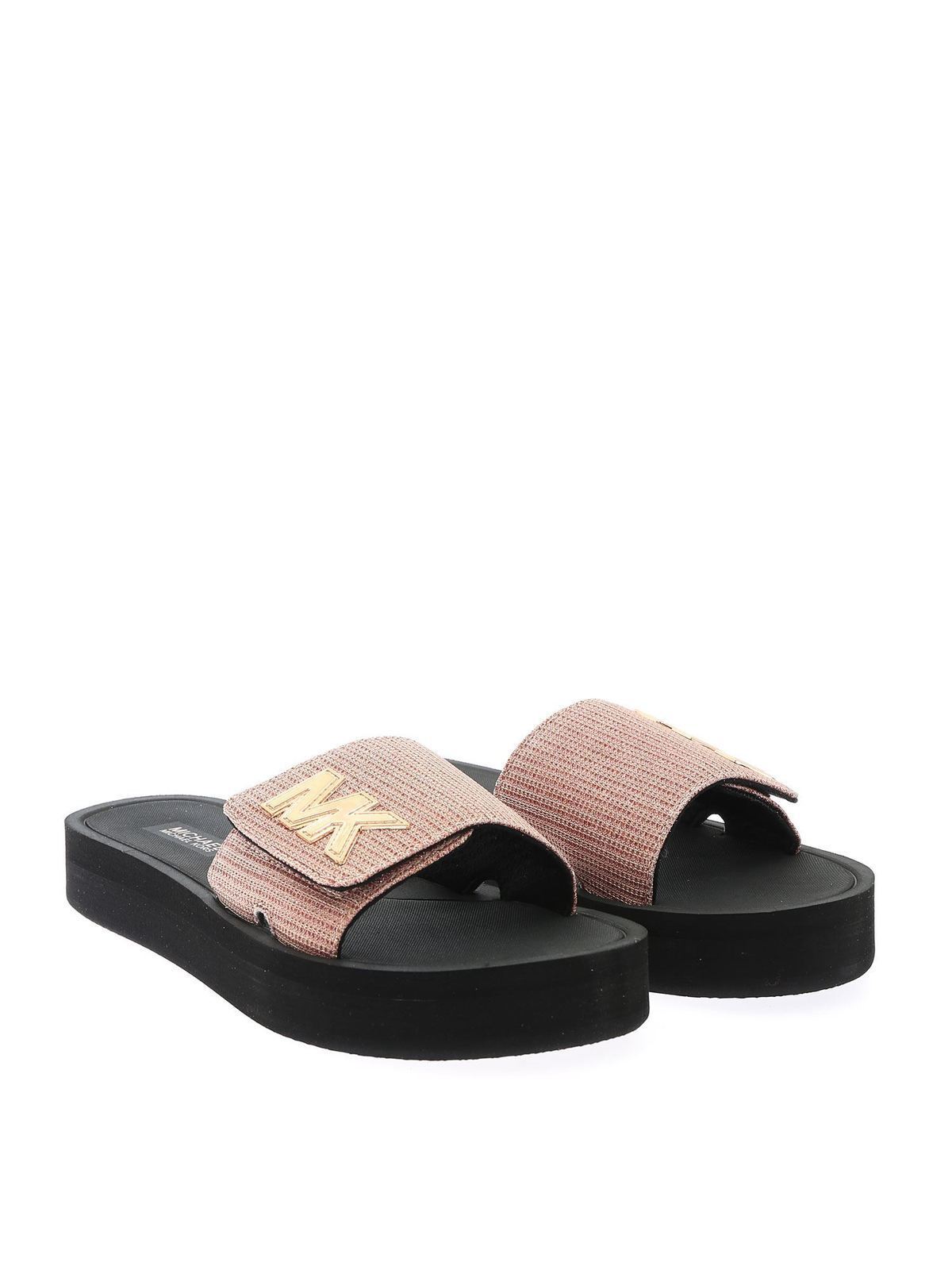 Flip flops Michael Kors - Logo glitter slide sandals in pink - 40S1MKFA1D622