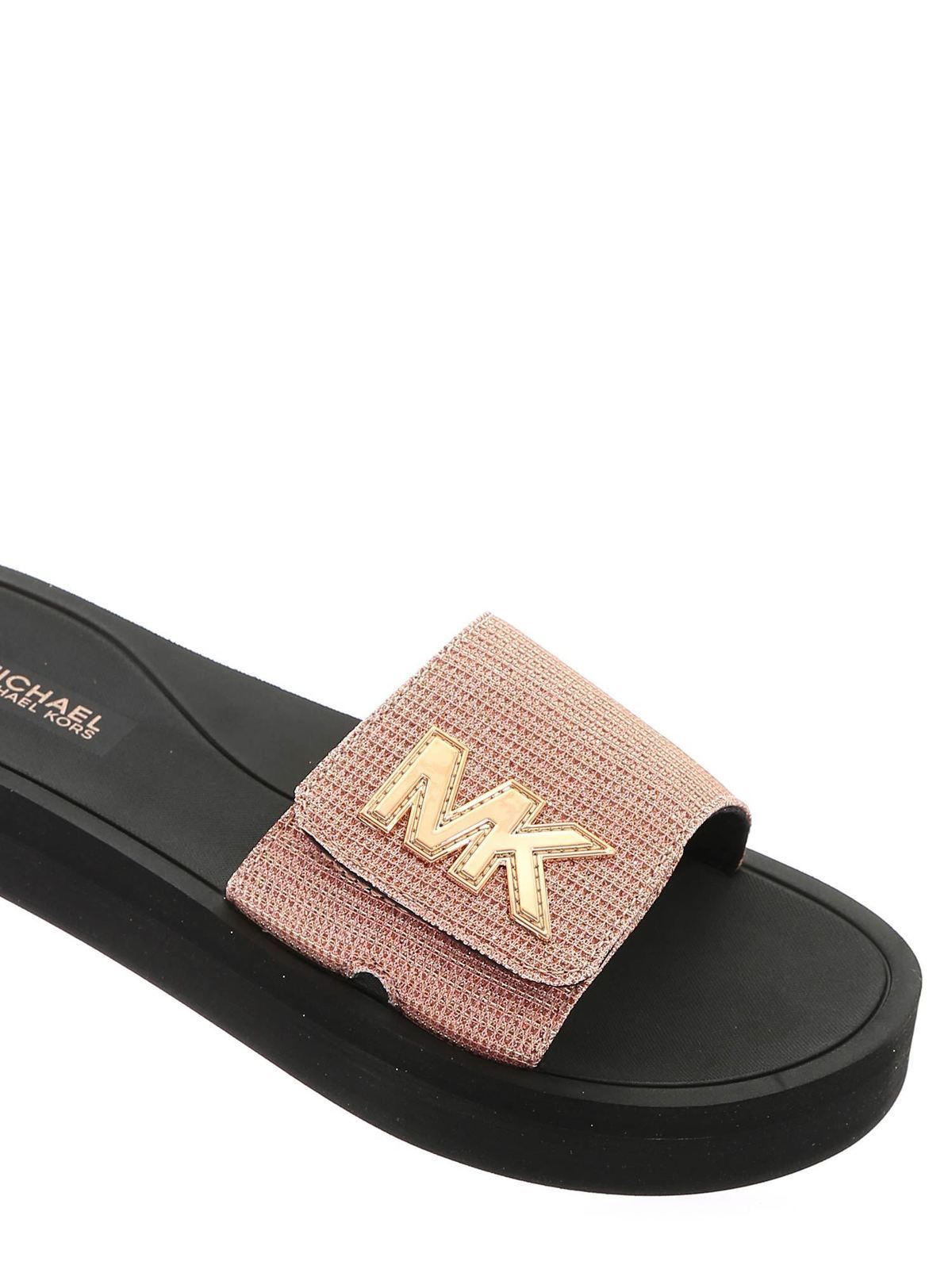 Flip flops Michael Kors - Logo glitter slide sandals in pink - 40S1MKFA1D622