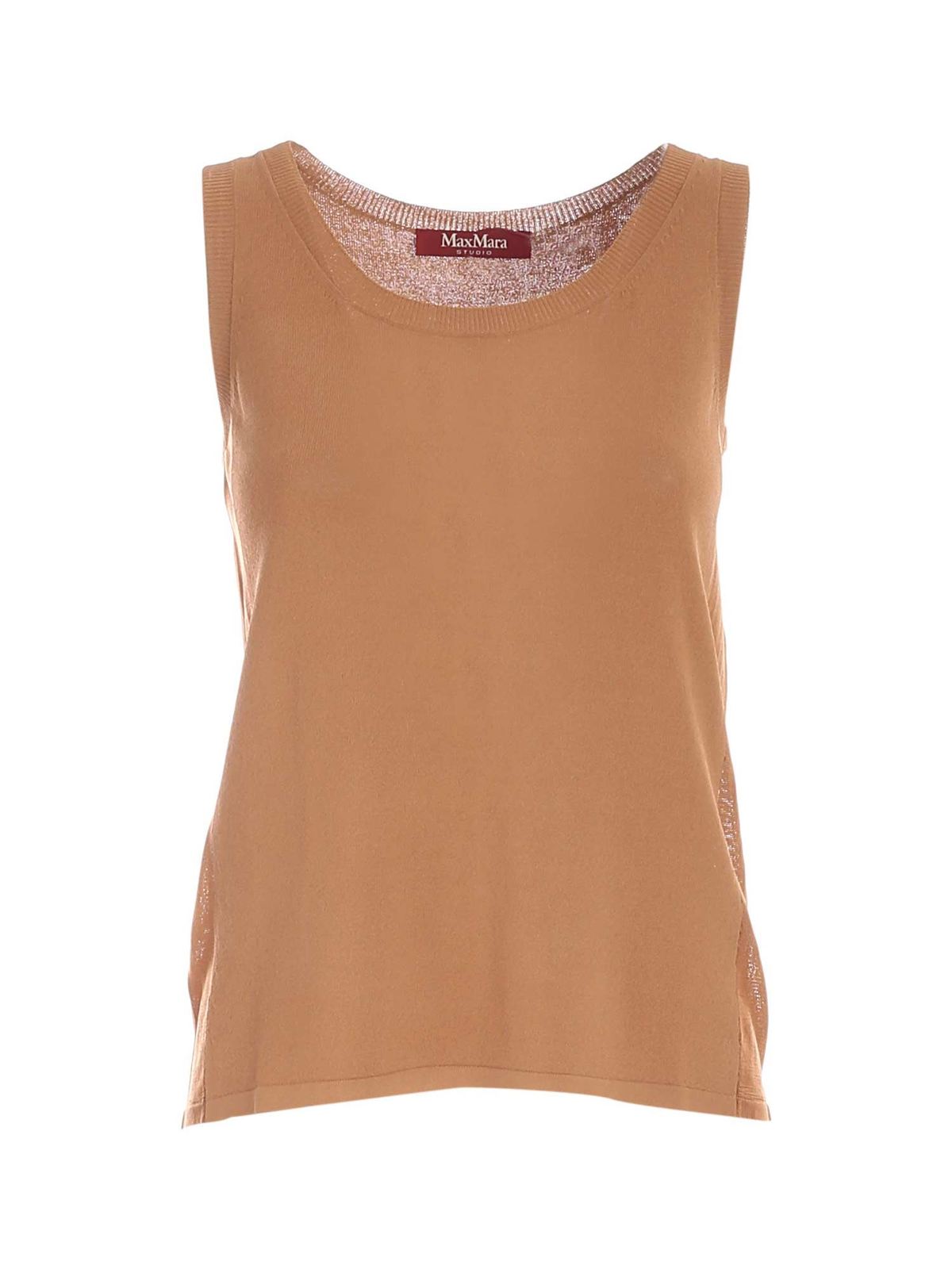 MAX MARA SALE KNITTED TOP IN BROWN