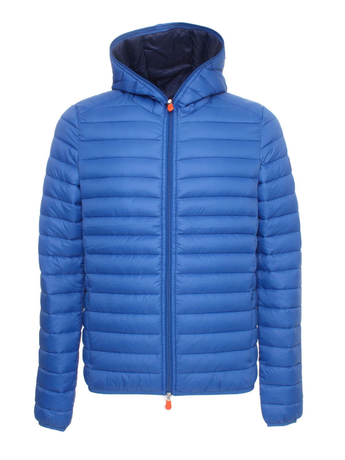 SAVE THE DUCK QUILTED HOODED PUFFER JACKET IN SNORKEL BLUE