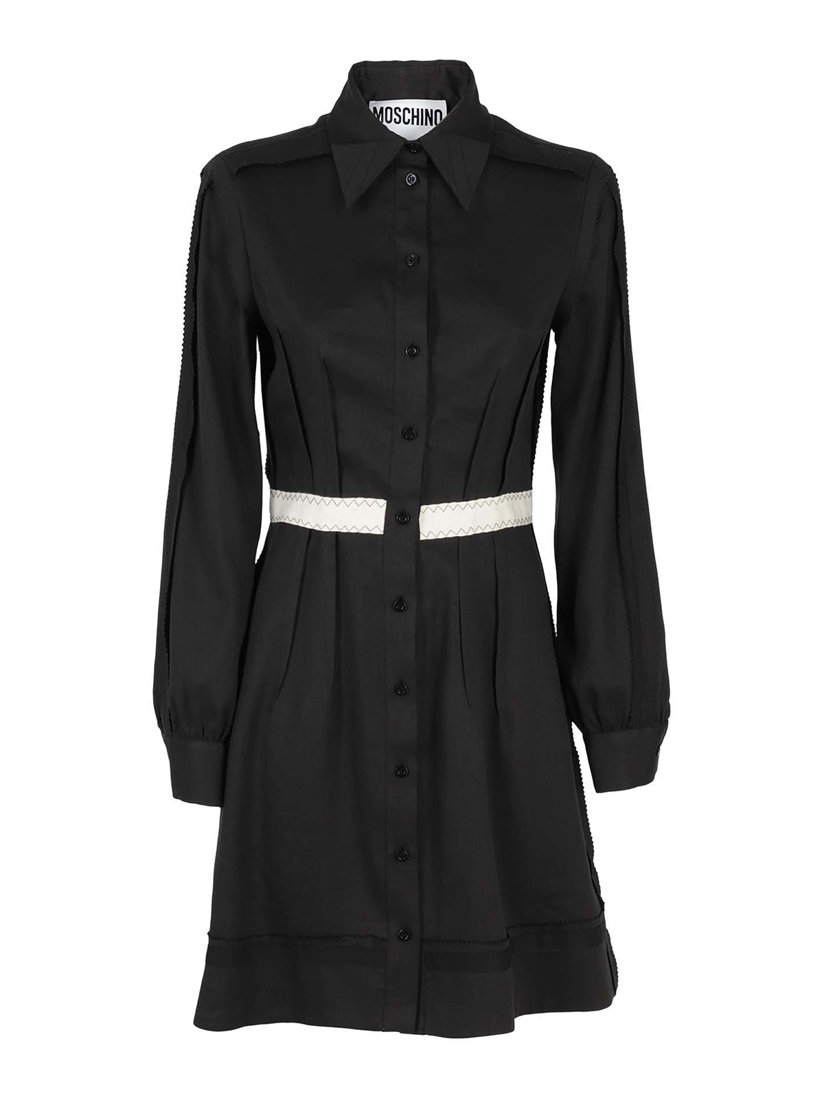 Moschino Contrasting Waist Shirt Dress In Black