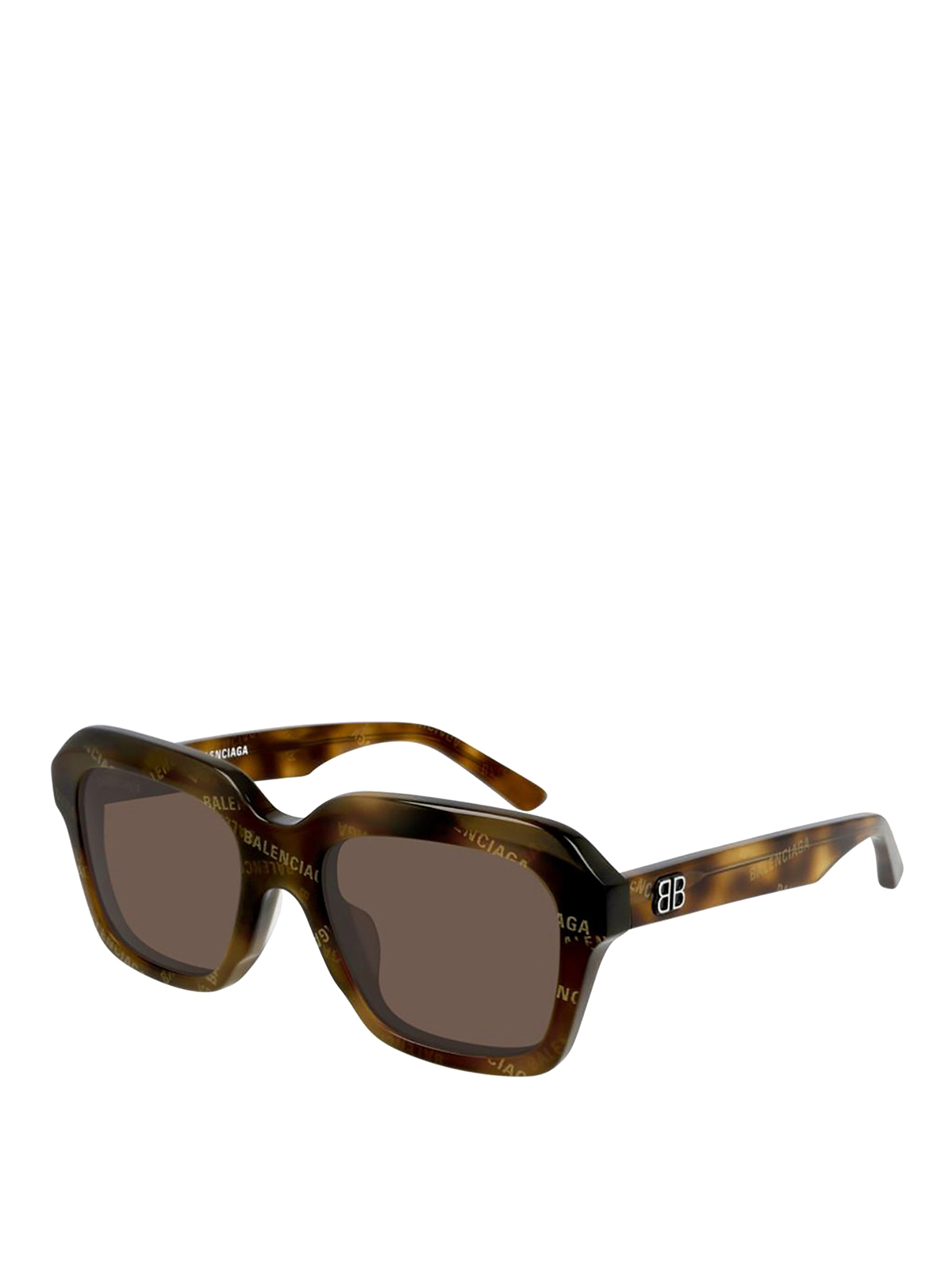 Balenciaga Power Rectangle Sunglasses In Brown