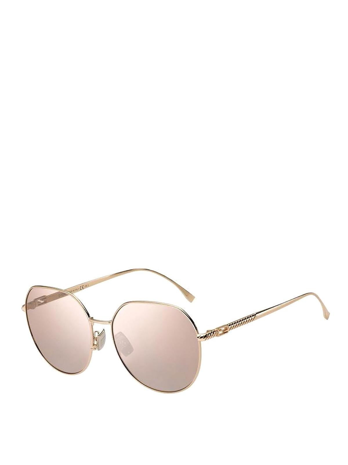 Fendi Rounded Baguette Sunglasses In Gold
