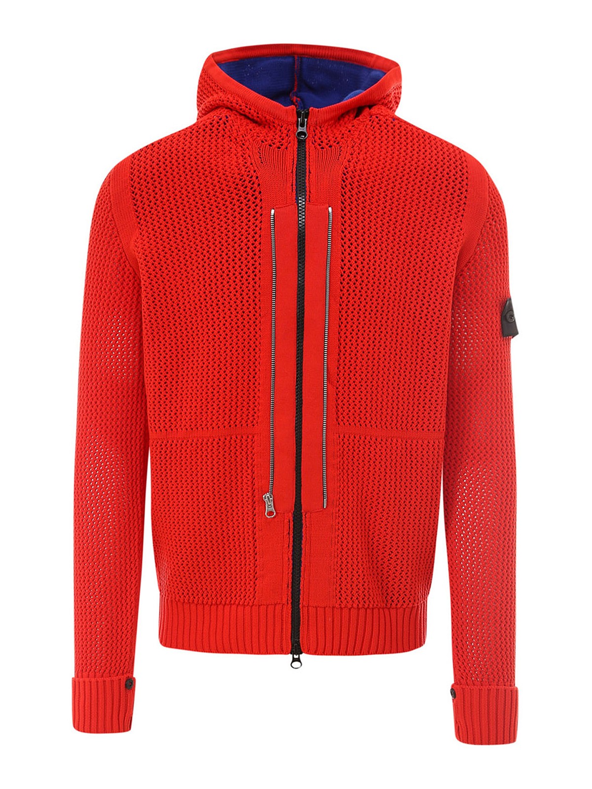 STONE ISLAND RED KNITTED COTTON HOODIE