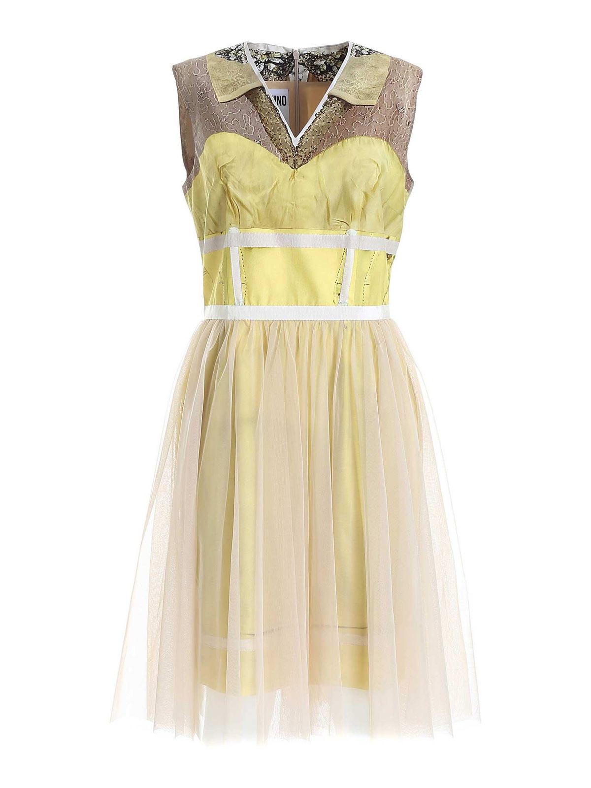 MOSCHINO INSIDE OUT TROMPE-LŒIL DRESS IN YELLOW