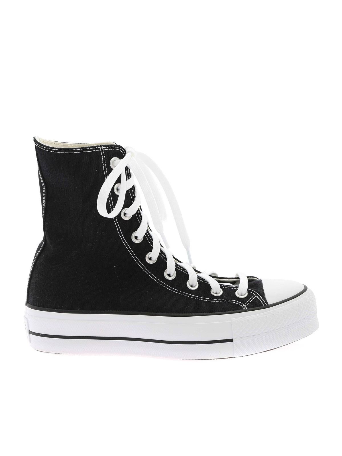 CONVERSE HIGH PLATFORM CHUCK TAYLOR SNEAKERS IN BLACK