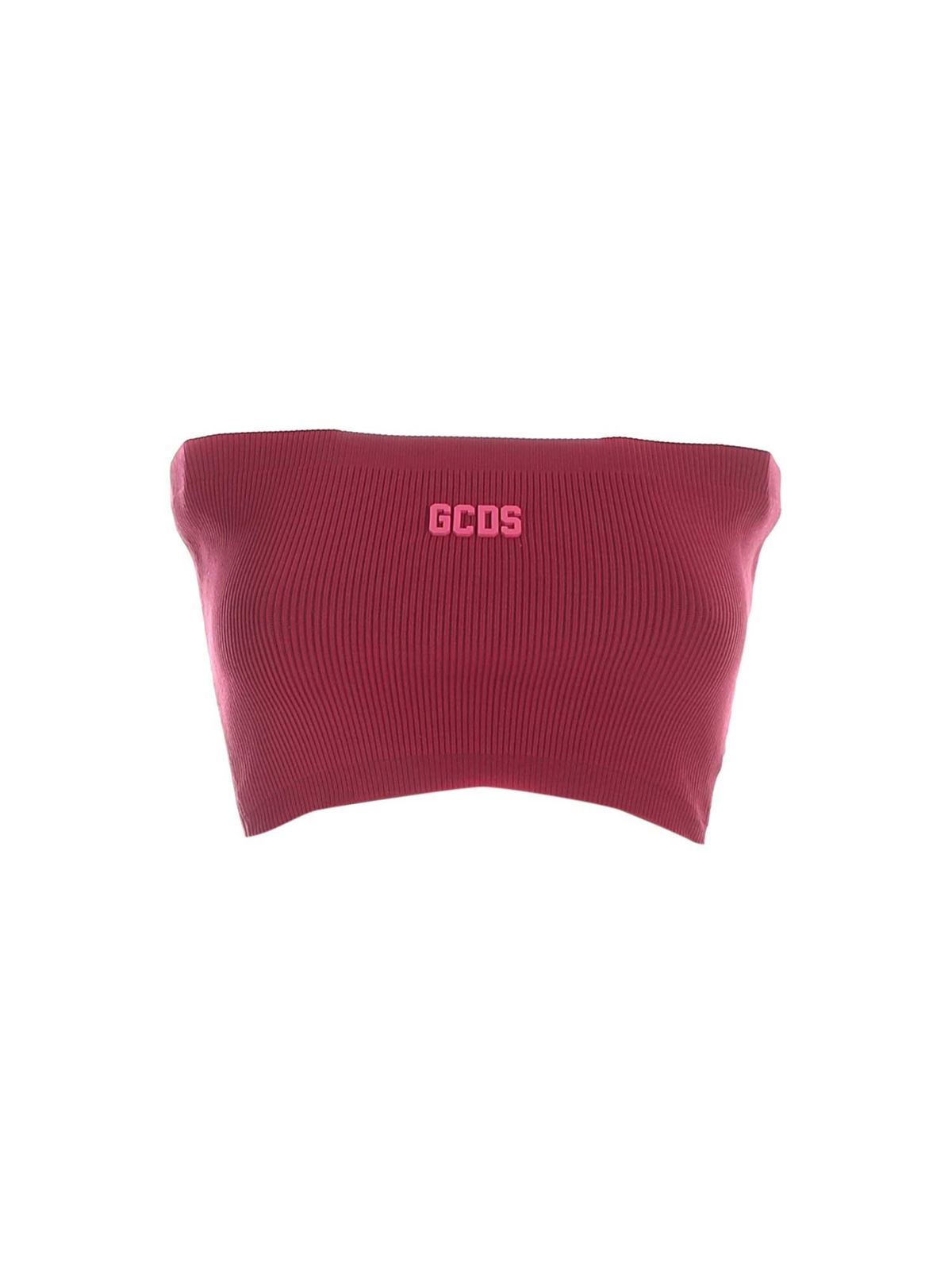 GCDS RUBBERIZED LOGO TOP IN BURGUNDY