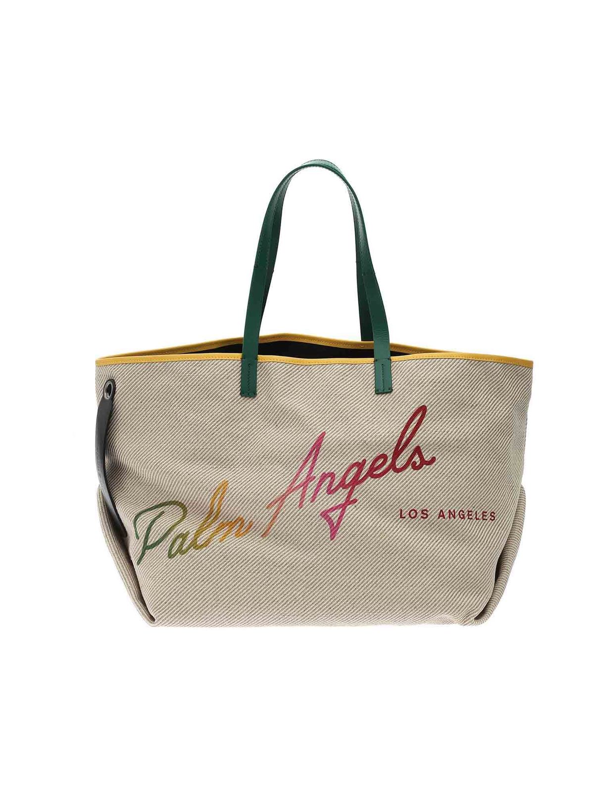 Totes bags Palm Angels - Rainbow bag in beige - PWNA036S21FAB0020384