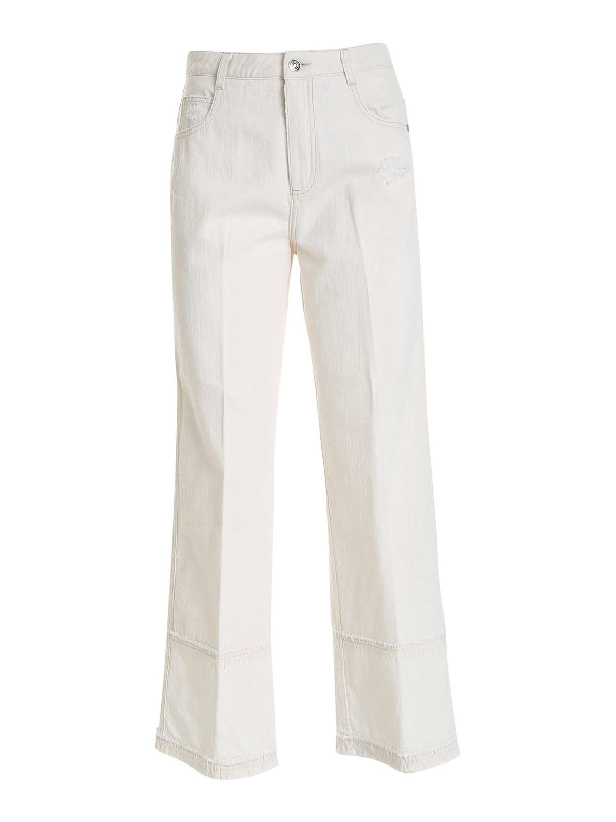 Click to view more detailed imagery on our partner's website Ermanno Scervino Wide Leg Jeans In Cream Color